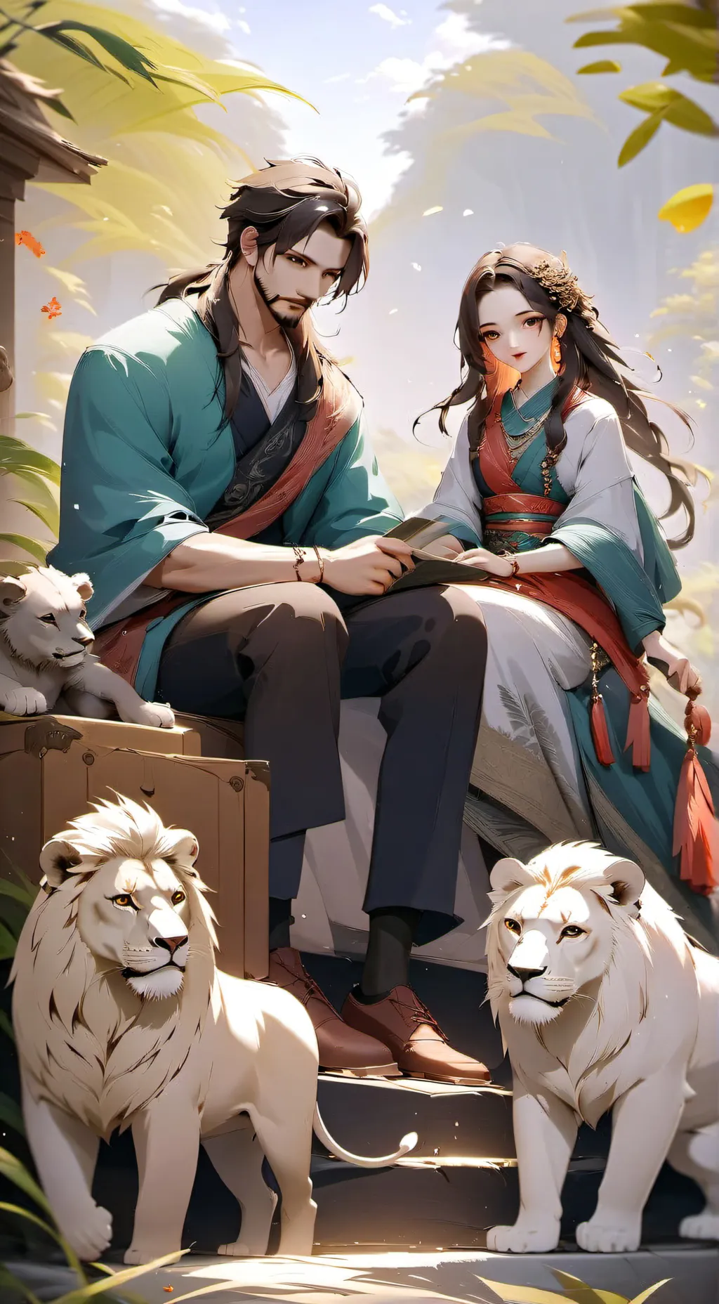 ai character: lion queen  background