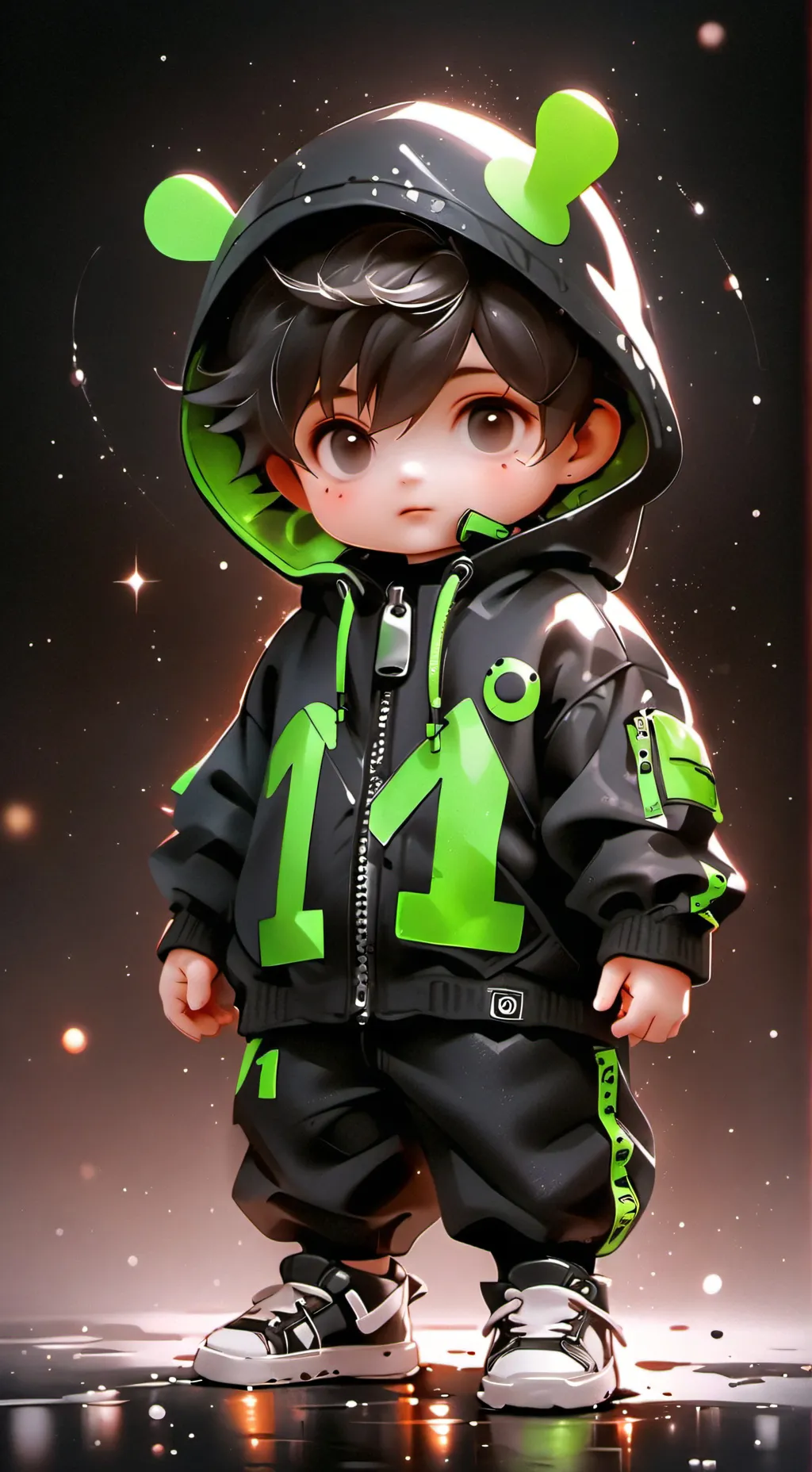 ai character: hacker baby  background
