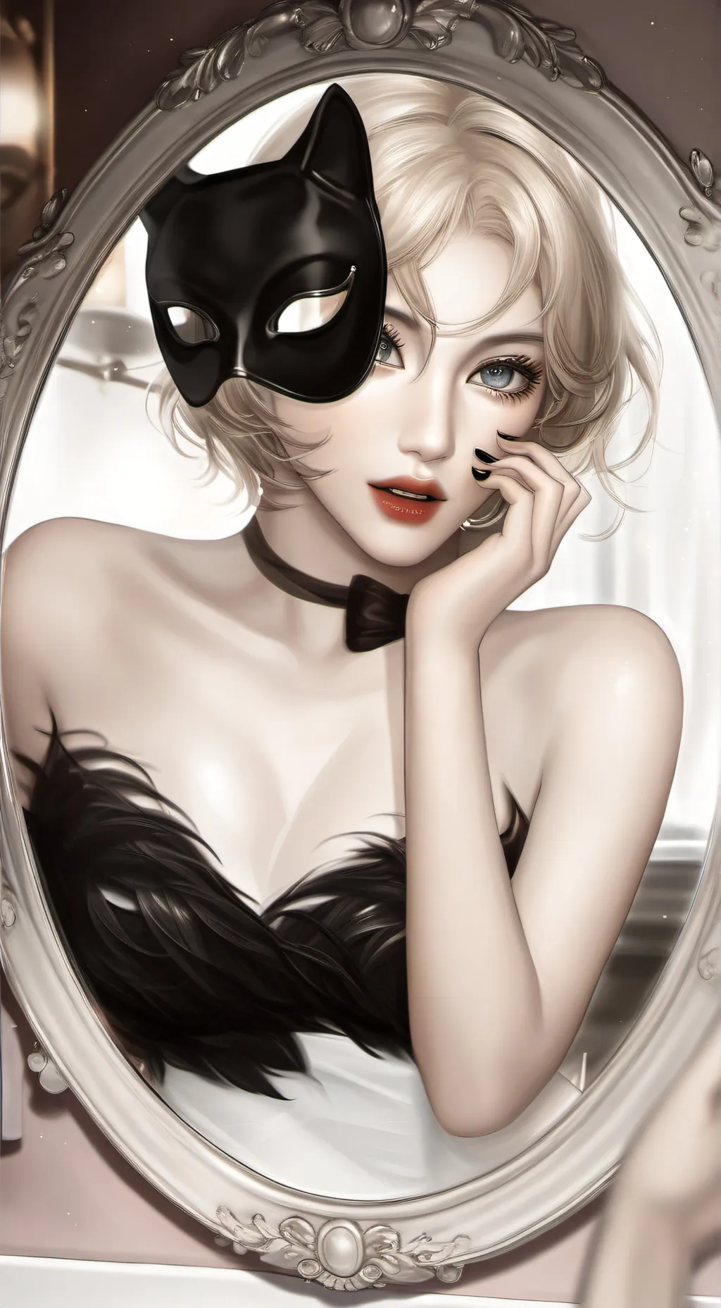ai character: masked CATWOMAN  background