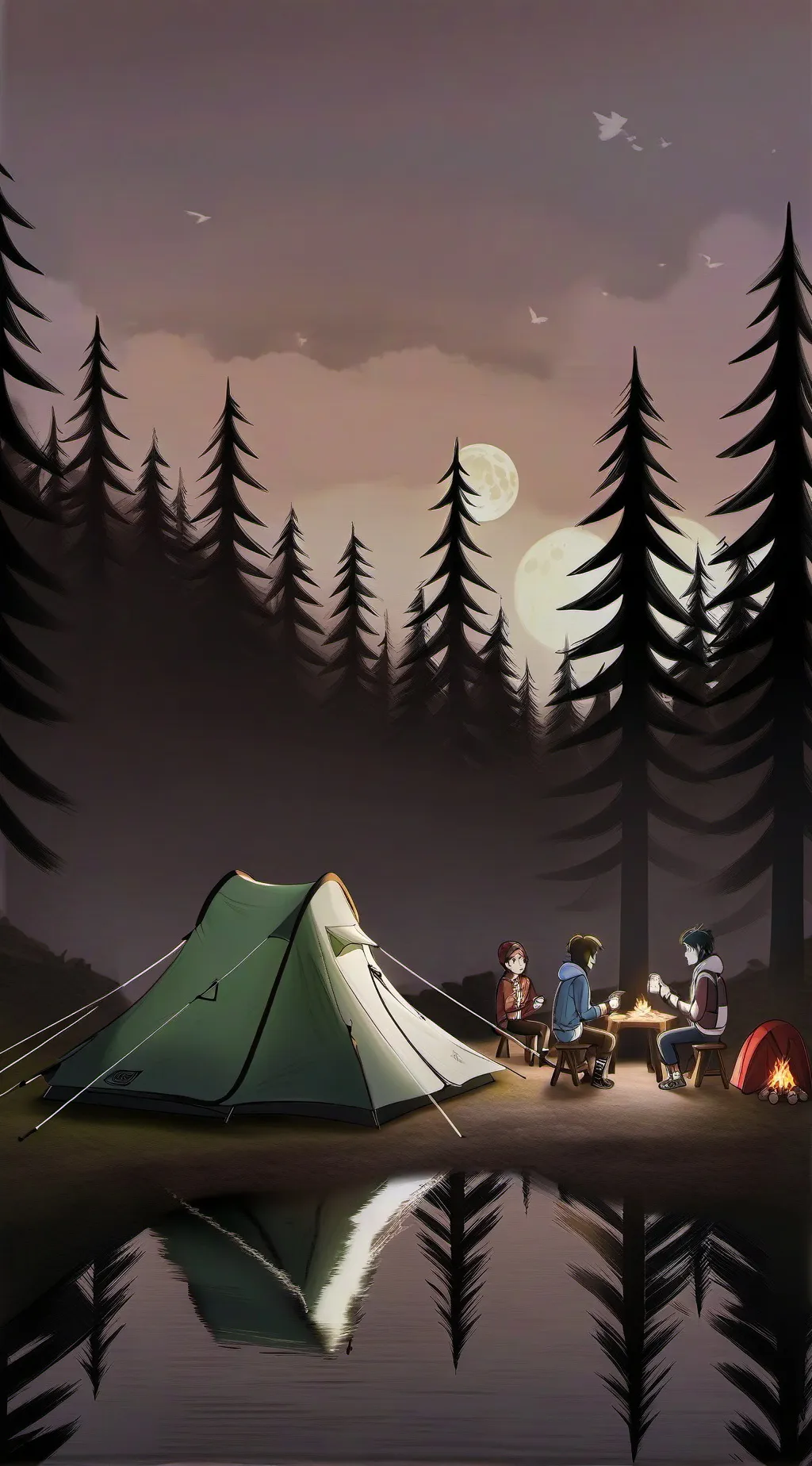 ai character: Cursed forest background