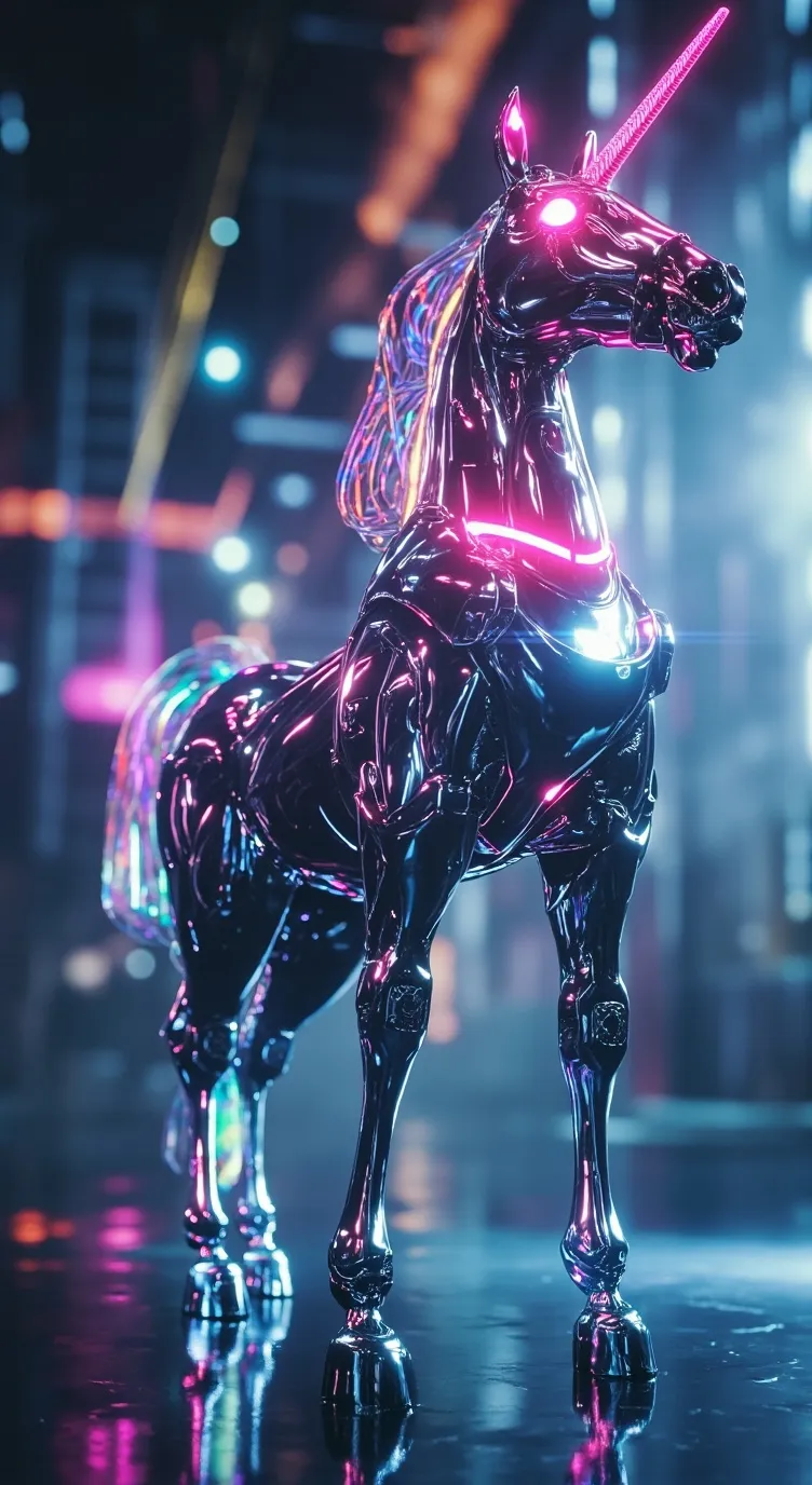 ai character: Robot Unicorn  background