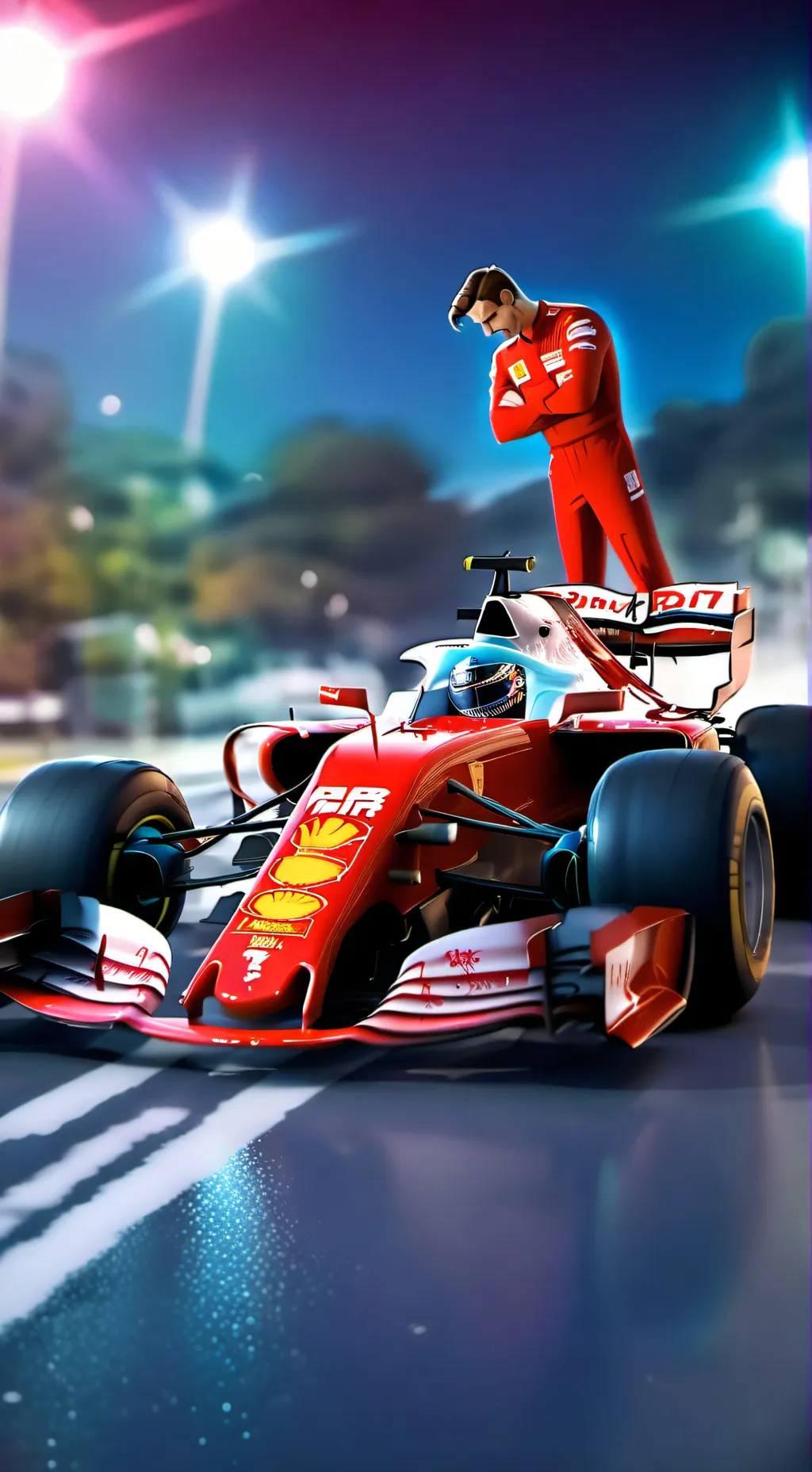 ai character: F1 CAR CRASH background