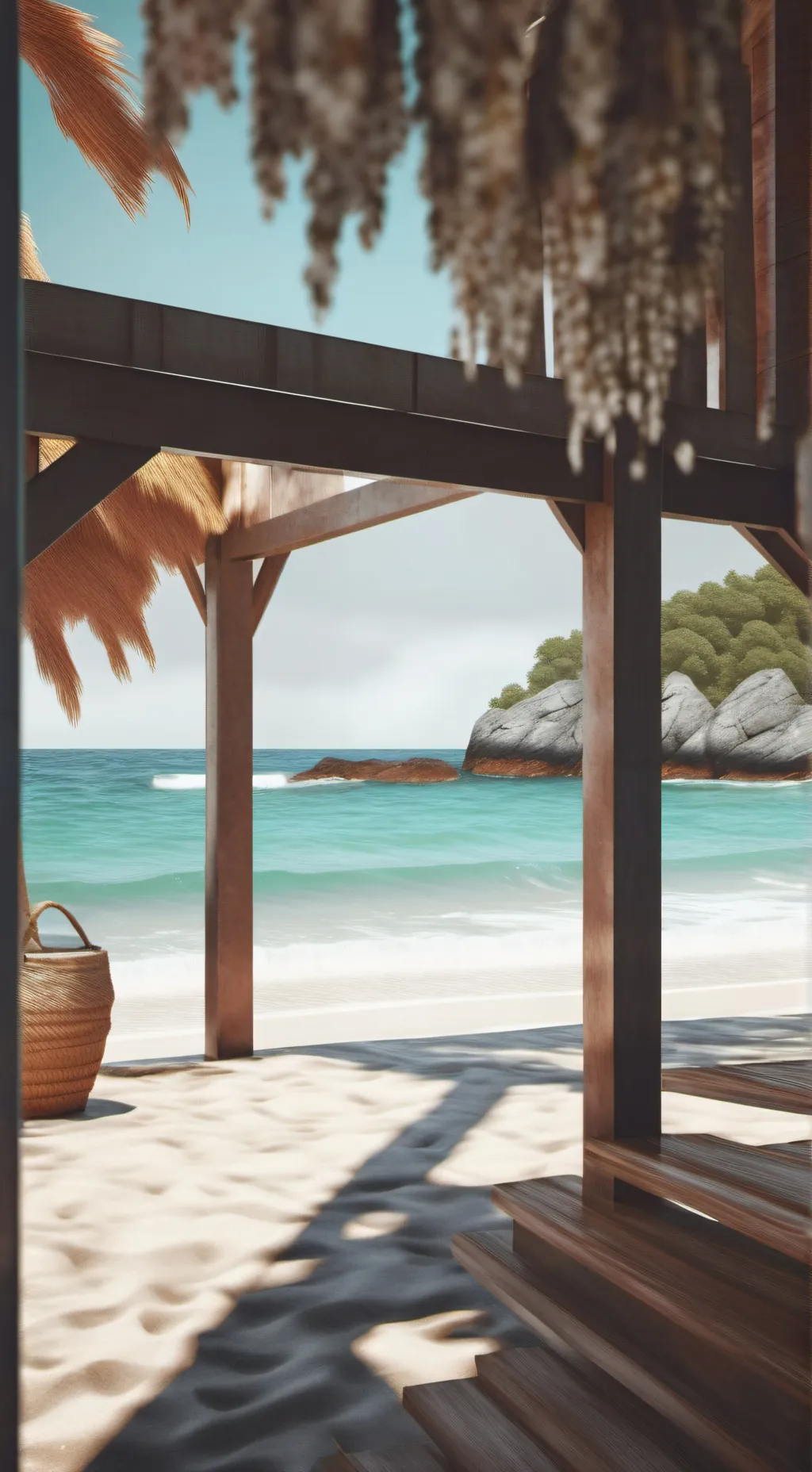 ai character: group beach background