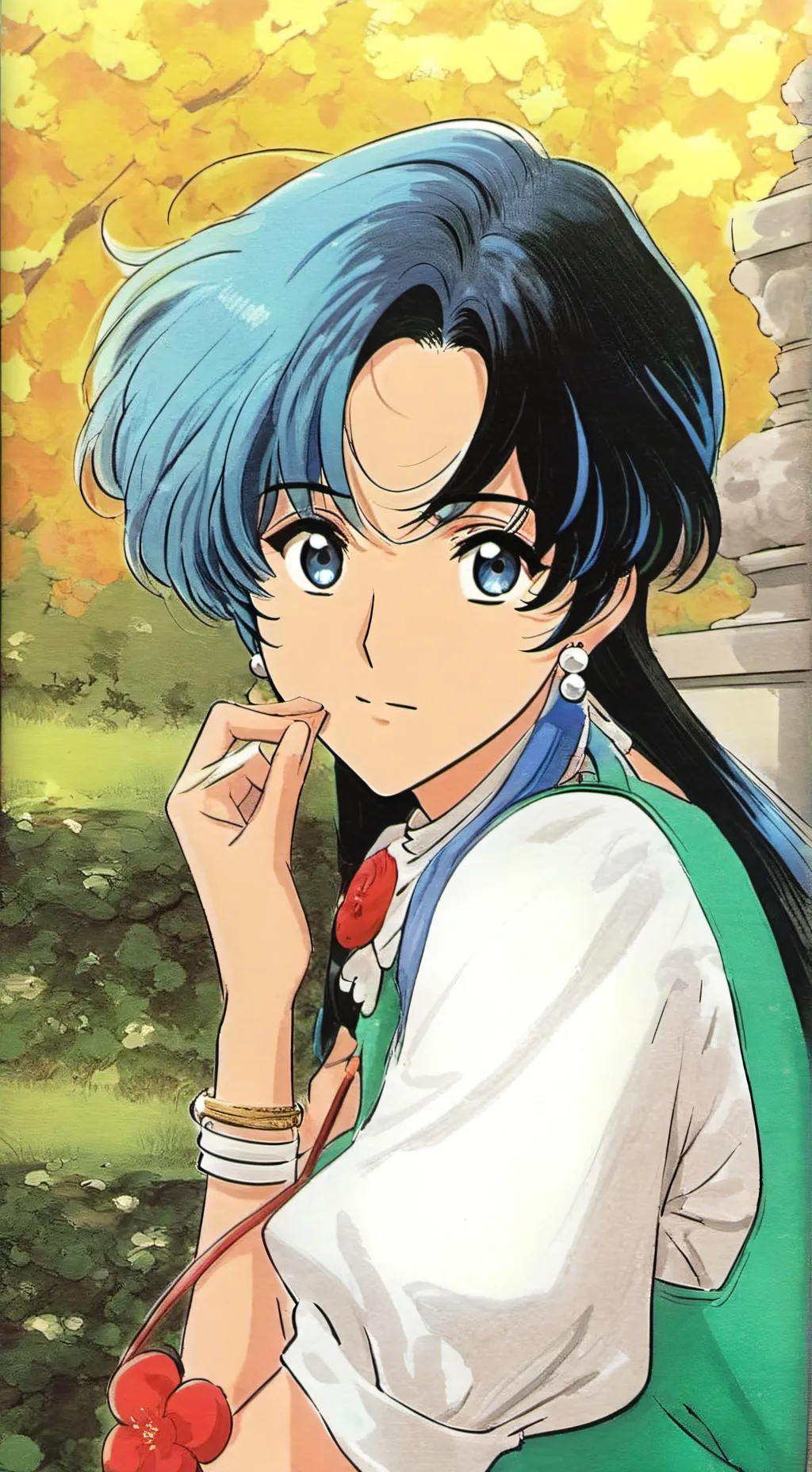 ai character: two time and azure background