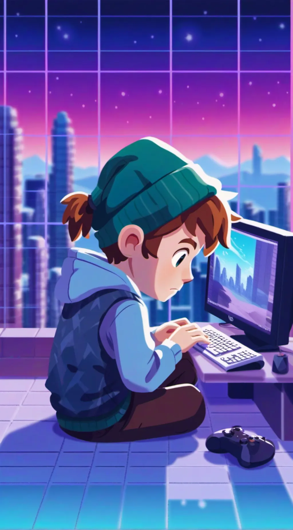 ai character: gamer boy background