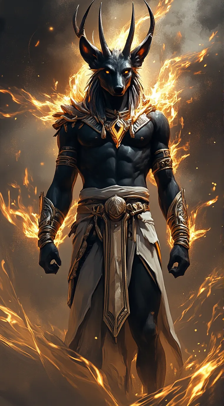 ai character: Anubis  background