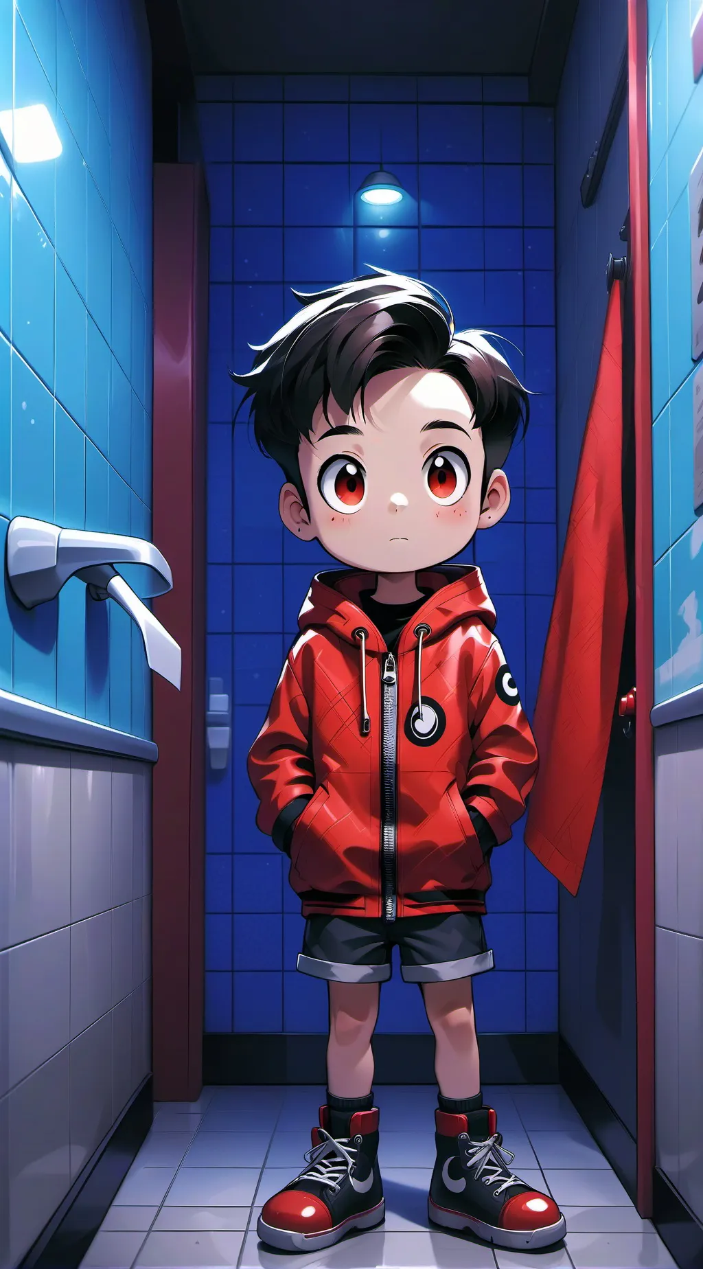 ai character: boy in restroom background