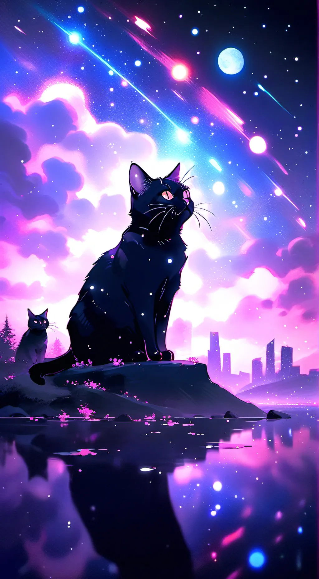 ai character: Galaxy cat background