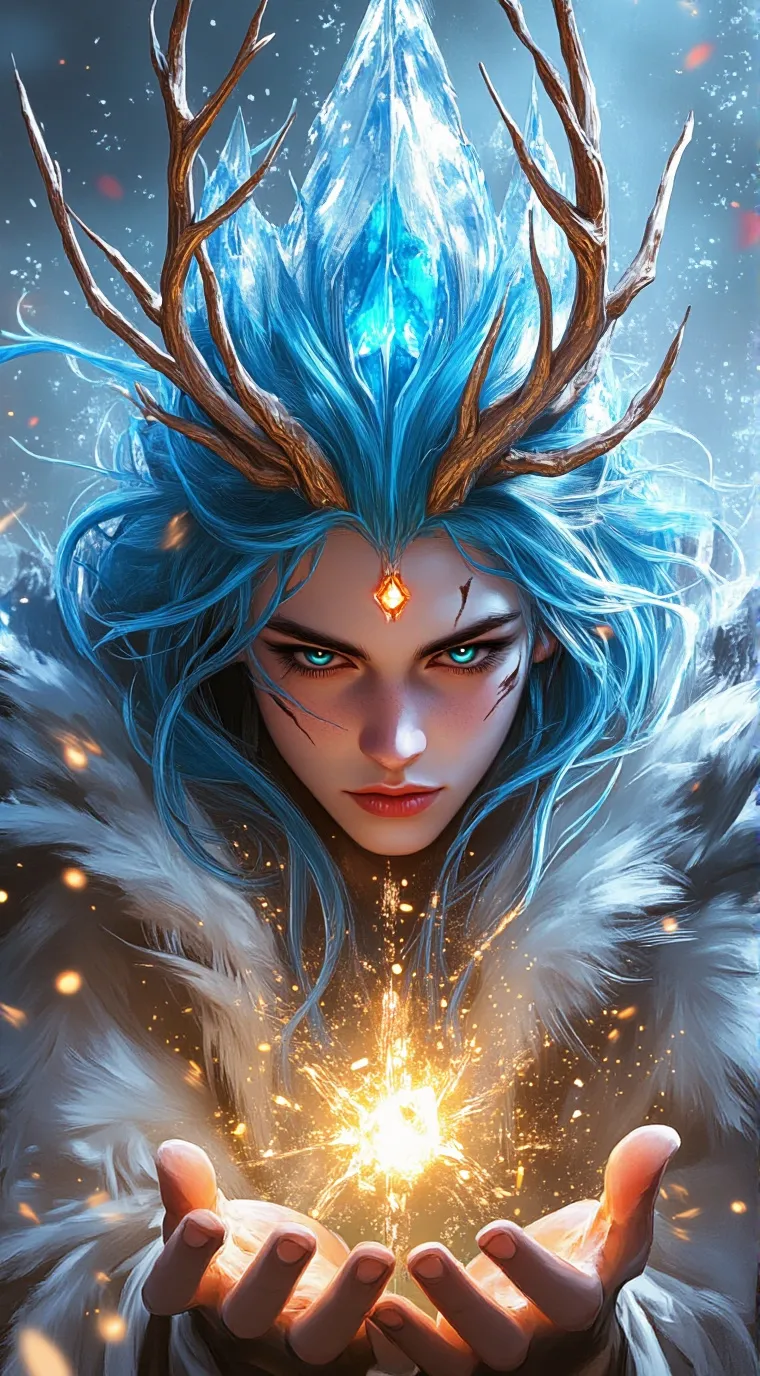 ai character: ice princess  background