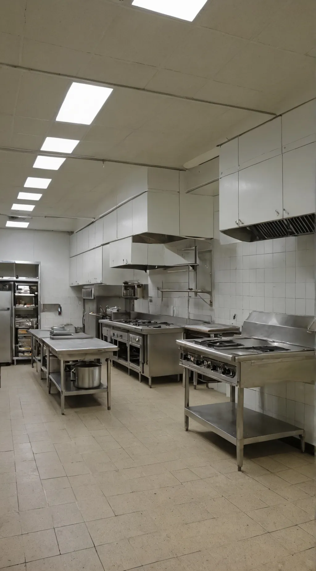 ai character: school kitchen background