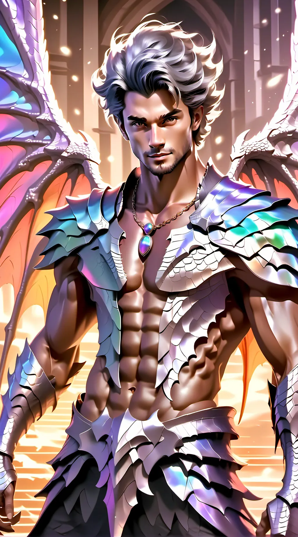 ai character: Damien light wood background