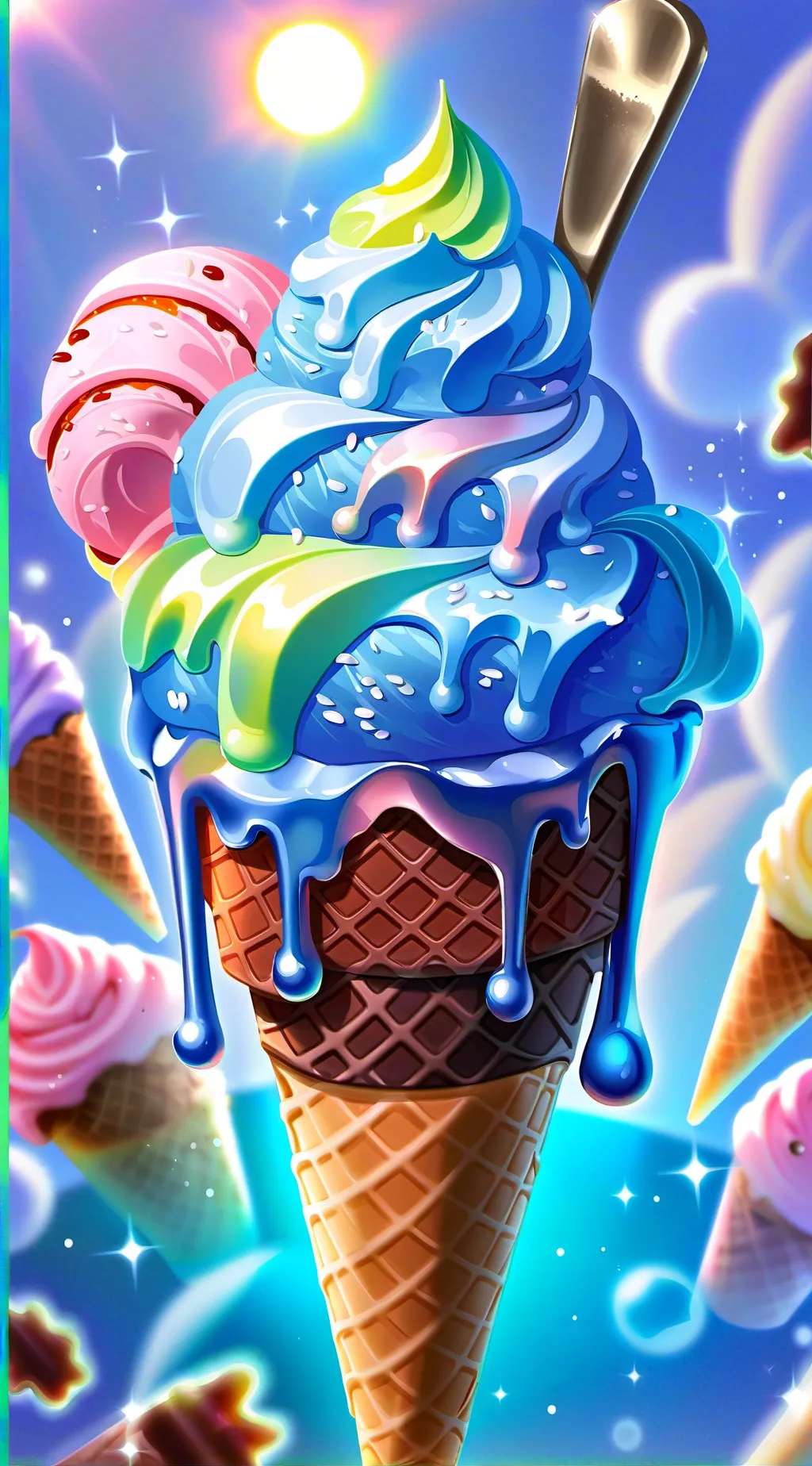 ai character: ice cream shop 💙☺🍦 background