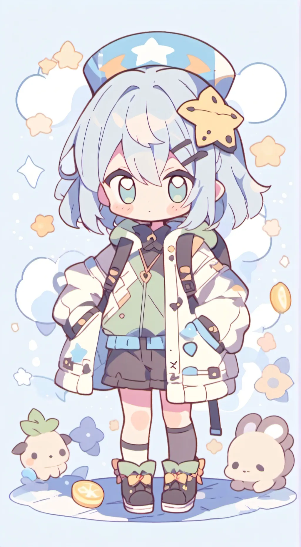 ai character: Blue cupcake chan background