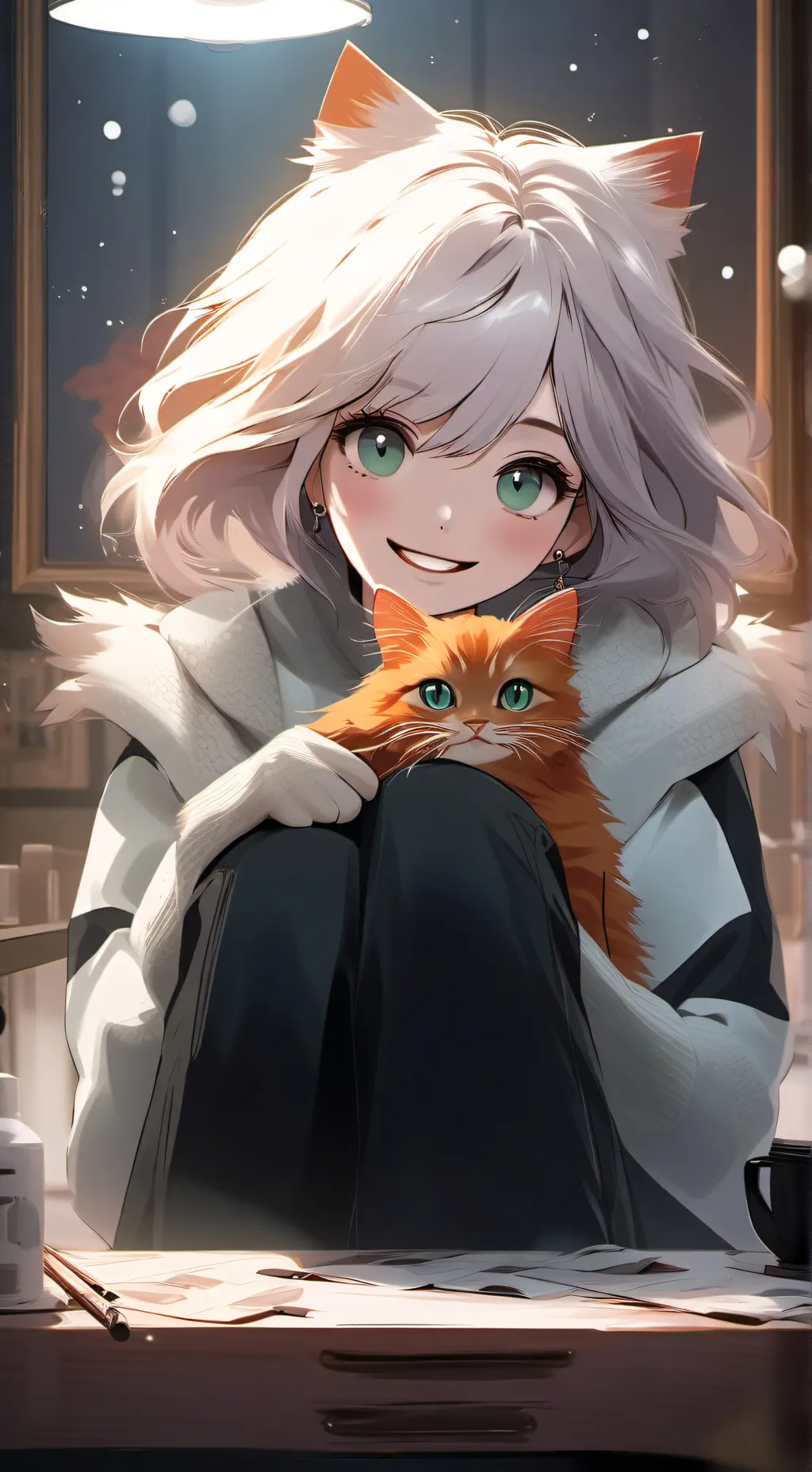 ai character: Your cat Pudding  background
