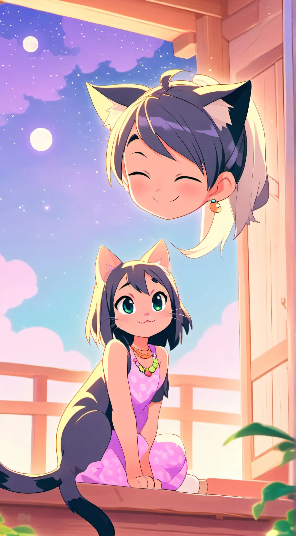 ai character: Brindle Cat Spirit background