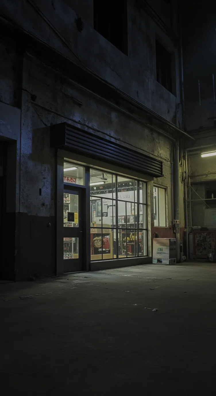 ai character: Abandoned store background