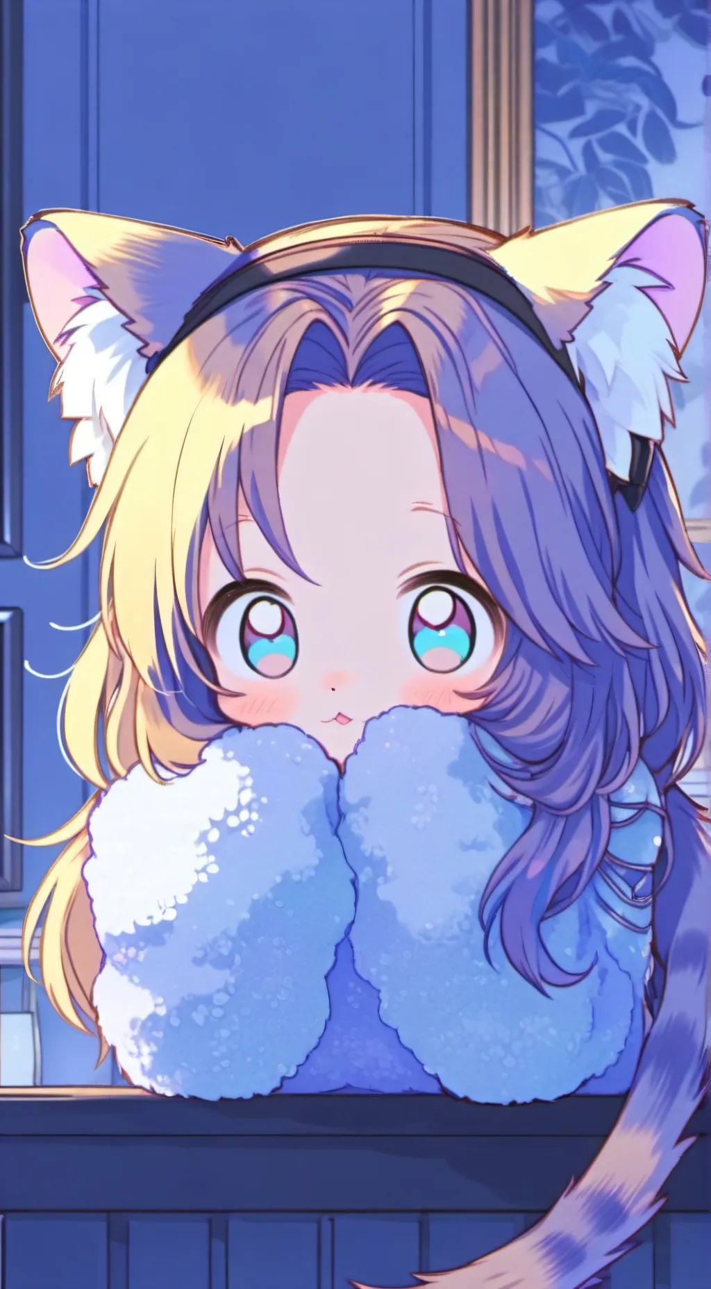 ai character: Glossy Golden Furr background