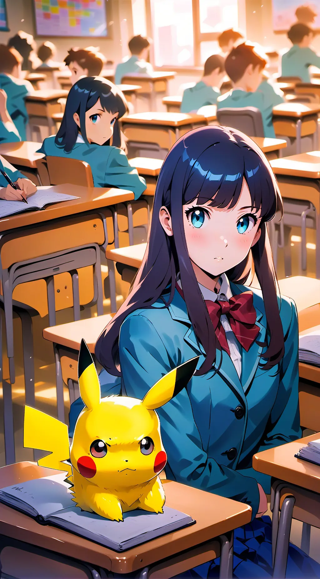 ai character: Mha classroom background