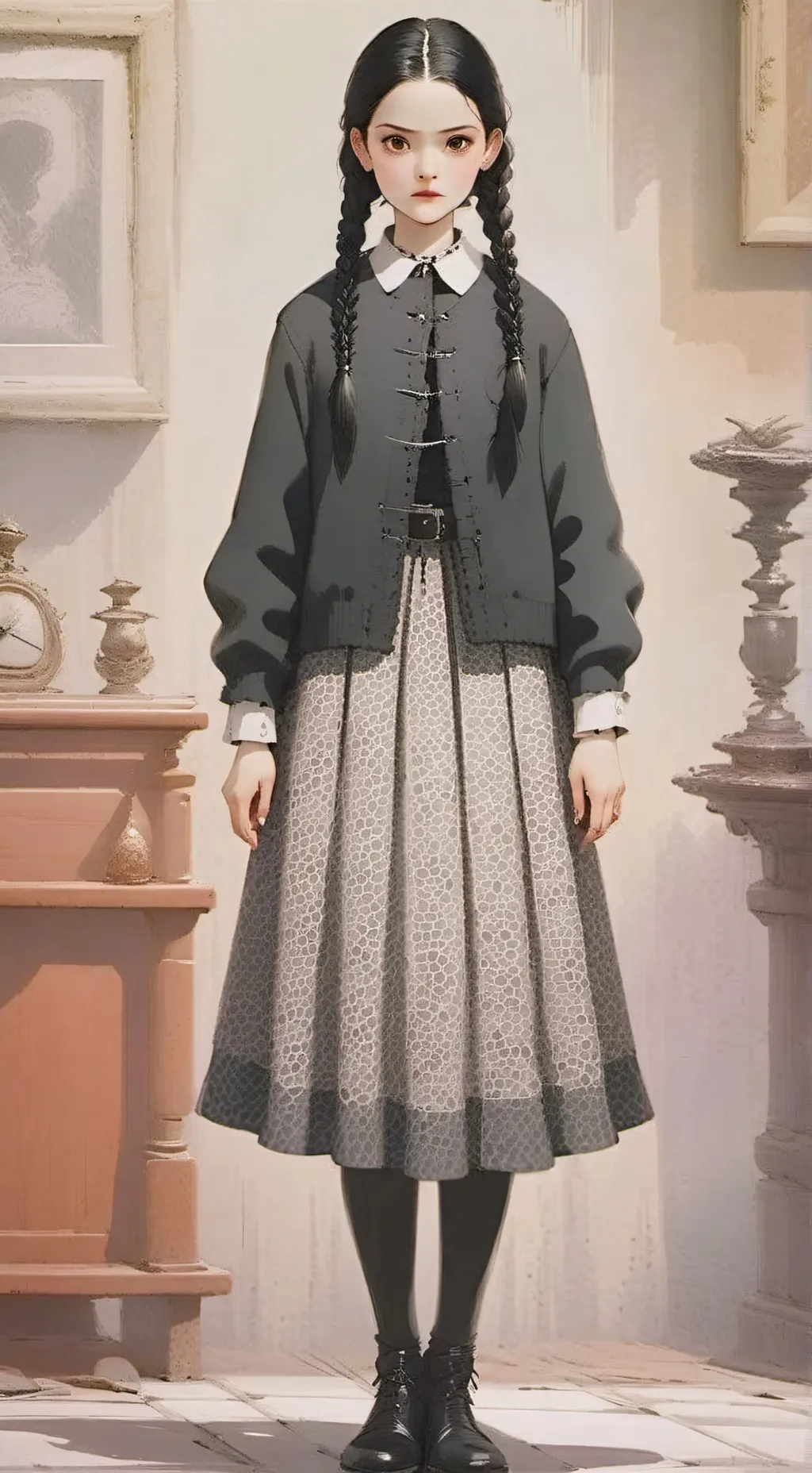 ai character: Wednesday background