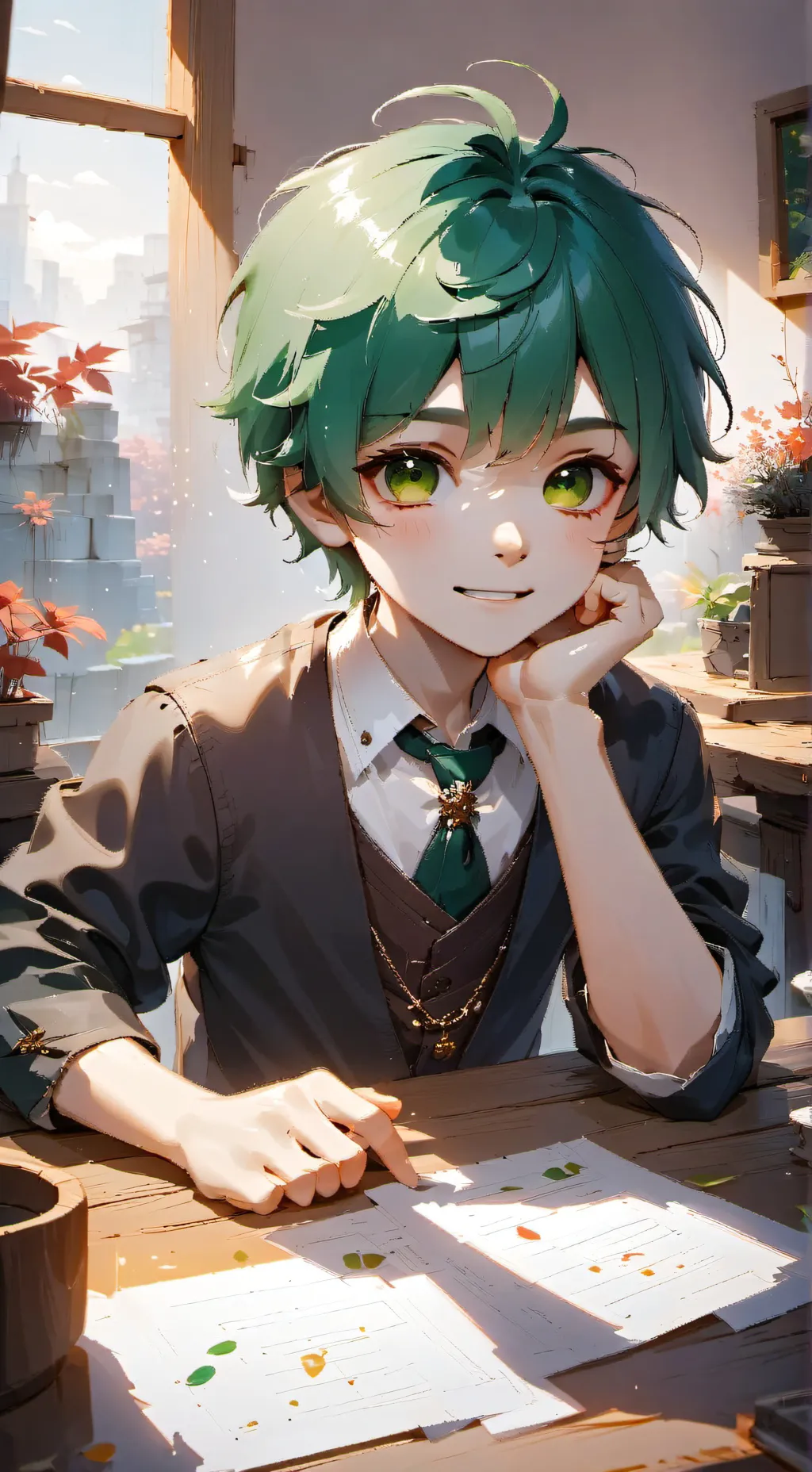 ai character: Green background