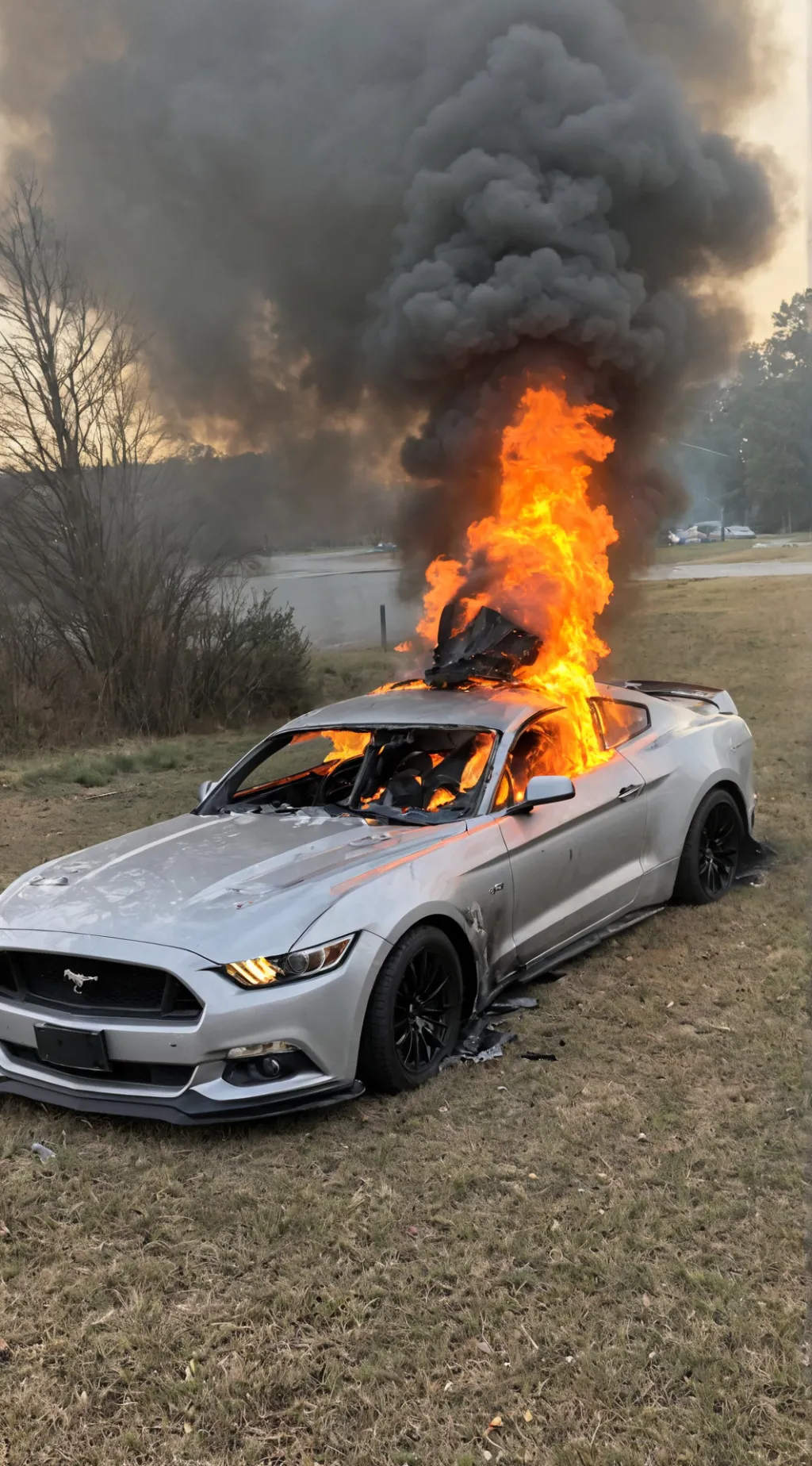 ai character: crashed Mustang ￼ background