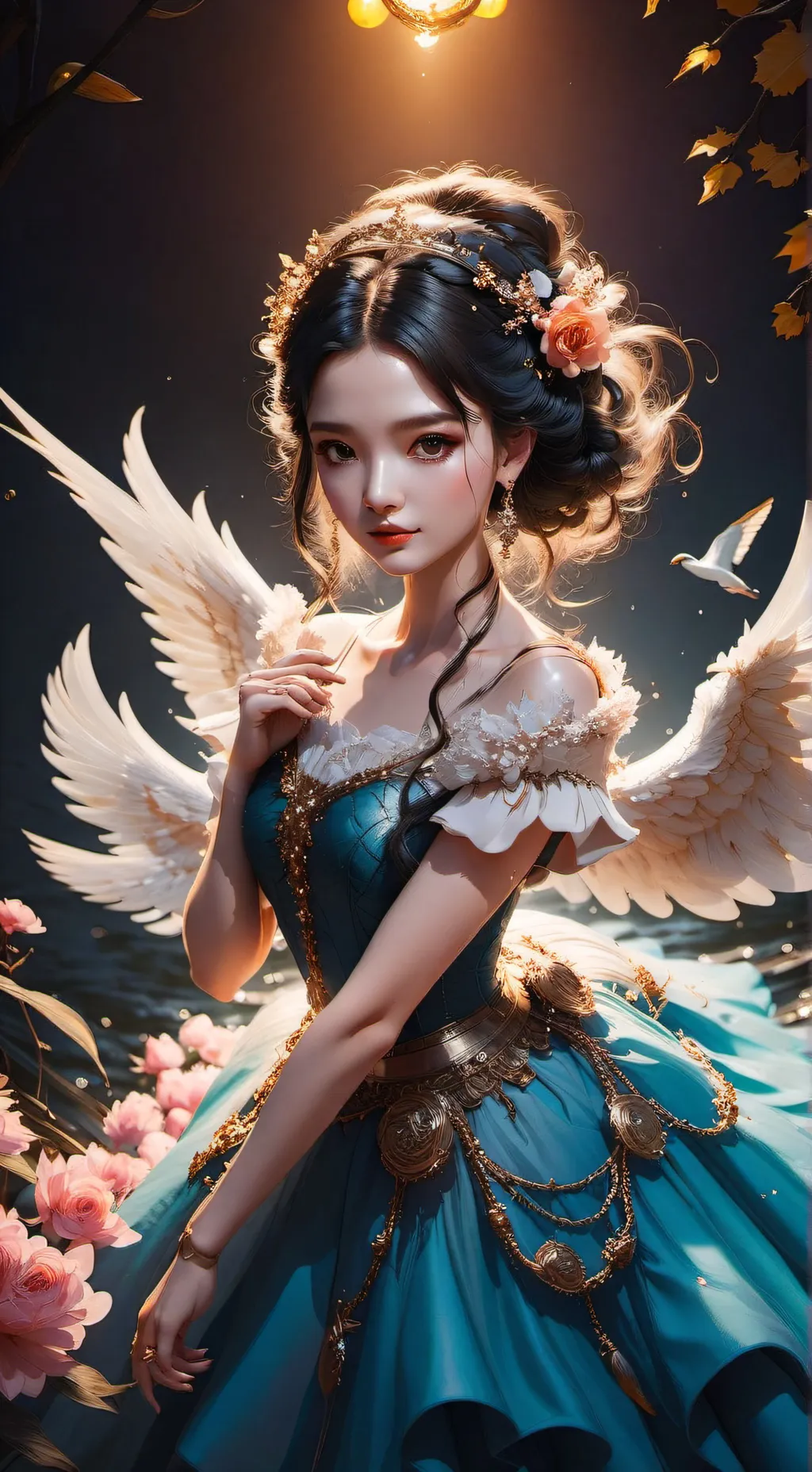 ai character: Swan ballerina background