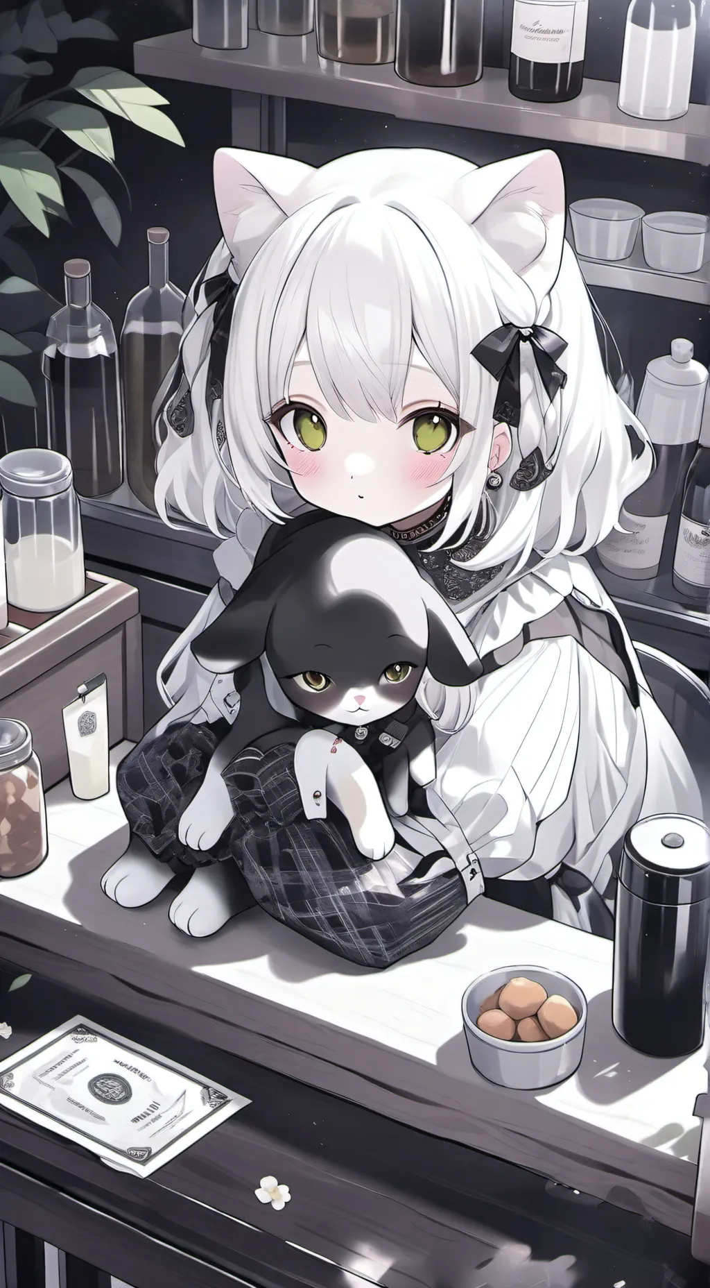 ai character: Ur the White cat! background