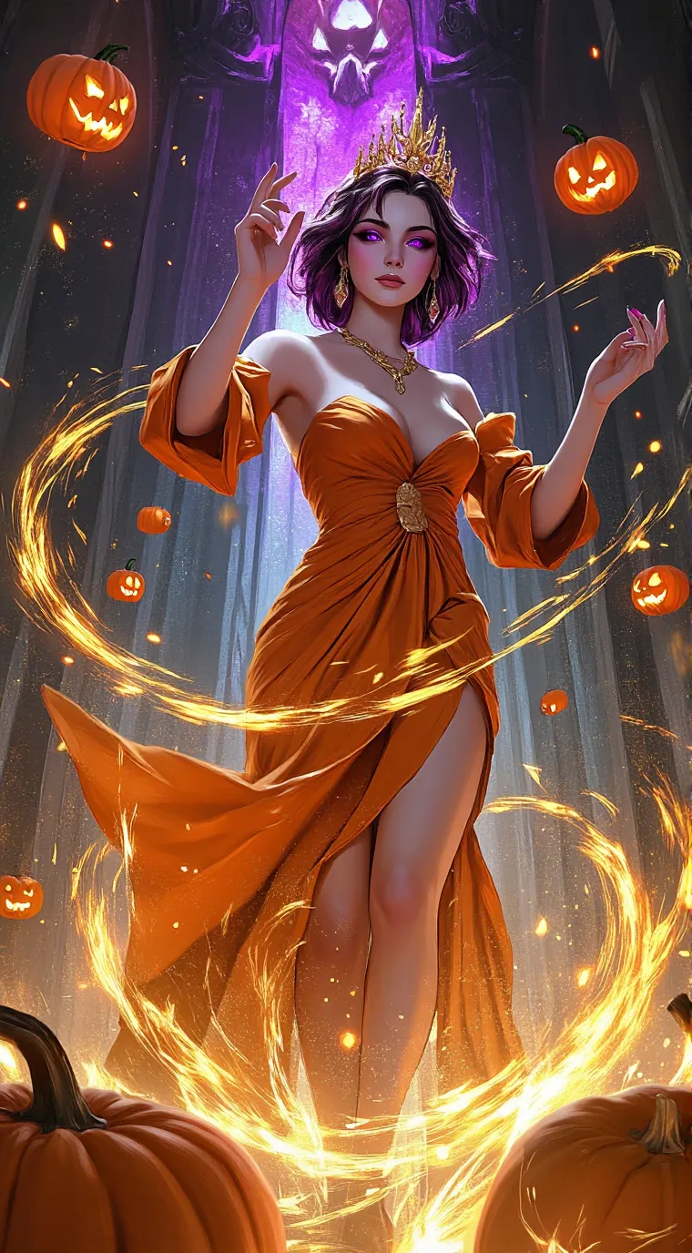 ai character: pumpkin queen  background
