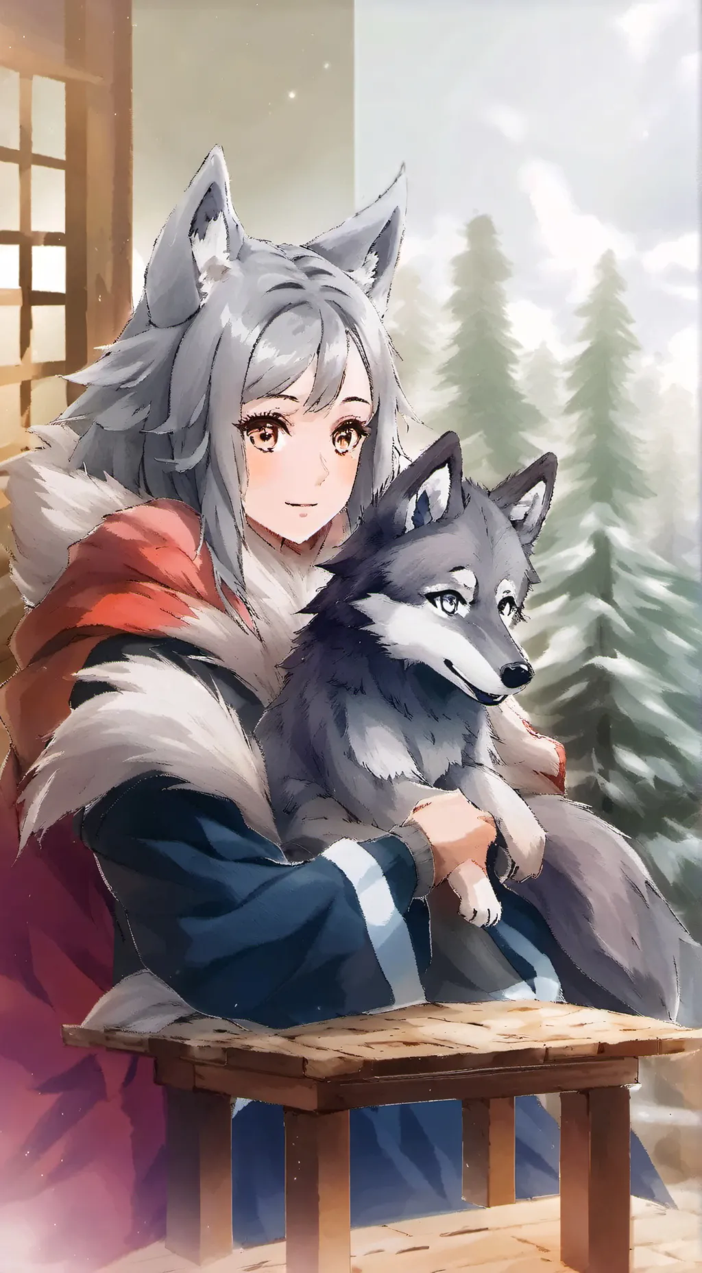 ai character: Grey Mist Wolf Spi background
