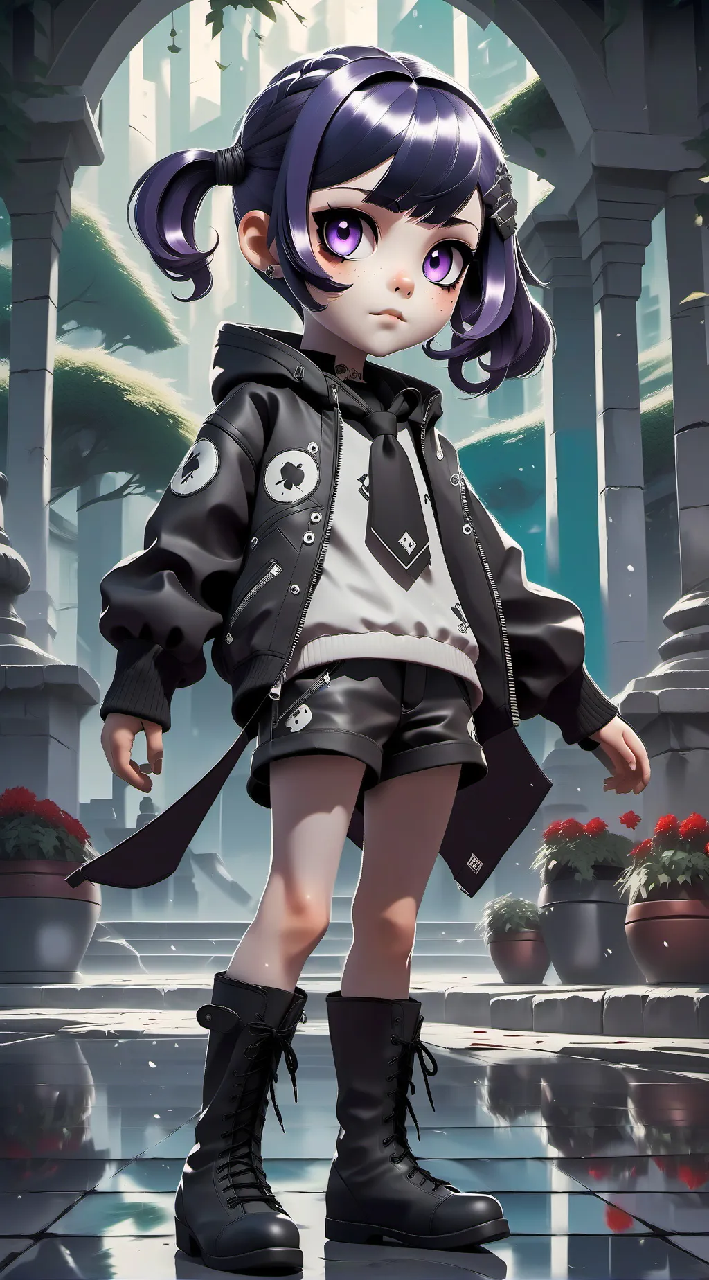 ai character: Uzi doorman/noir background