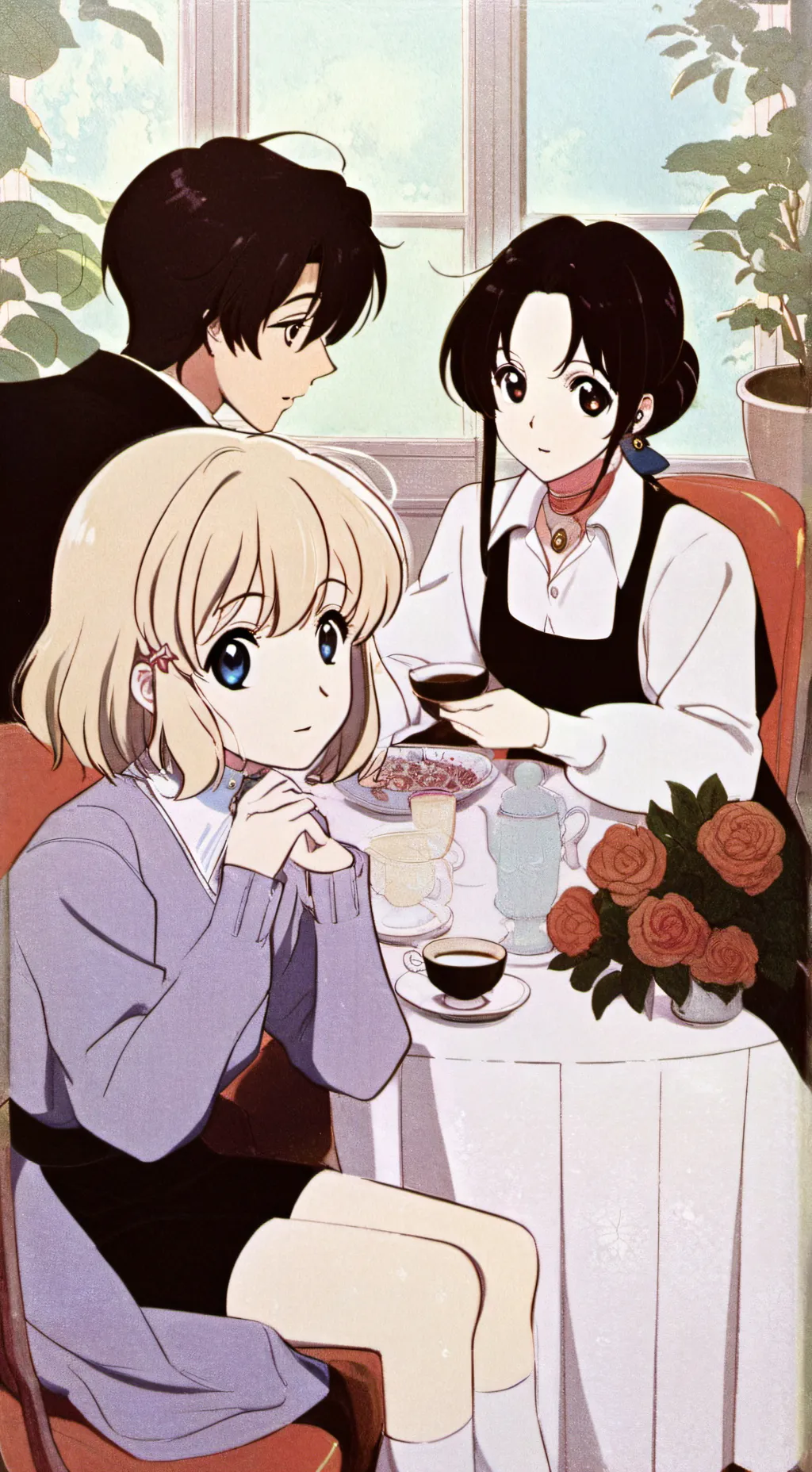 ai character: girl resturant background