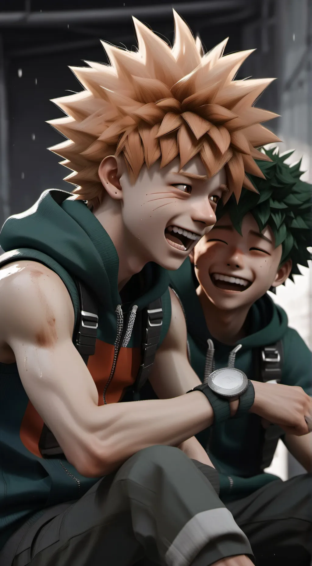 ai character: bakugo scared deku background