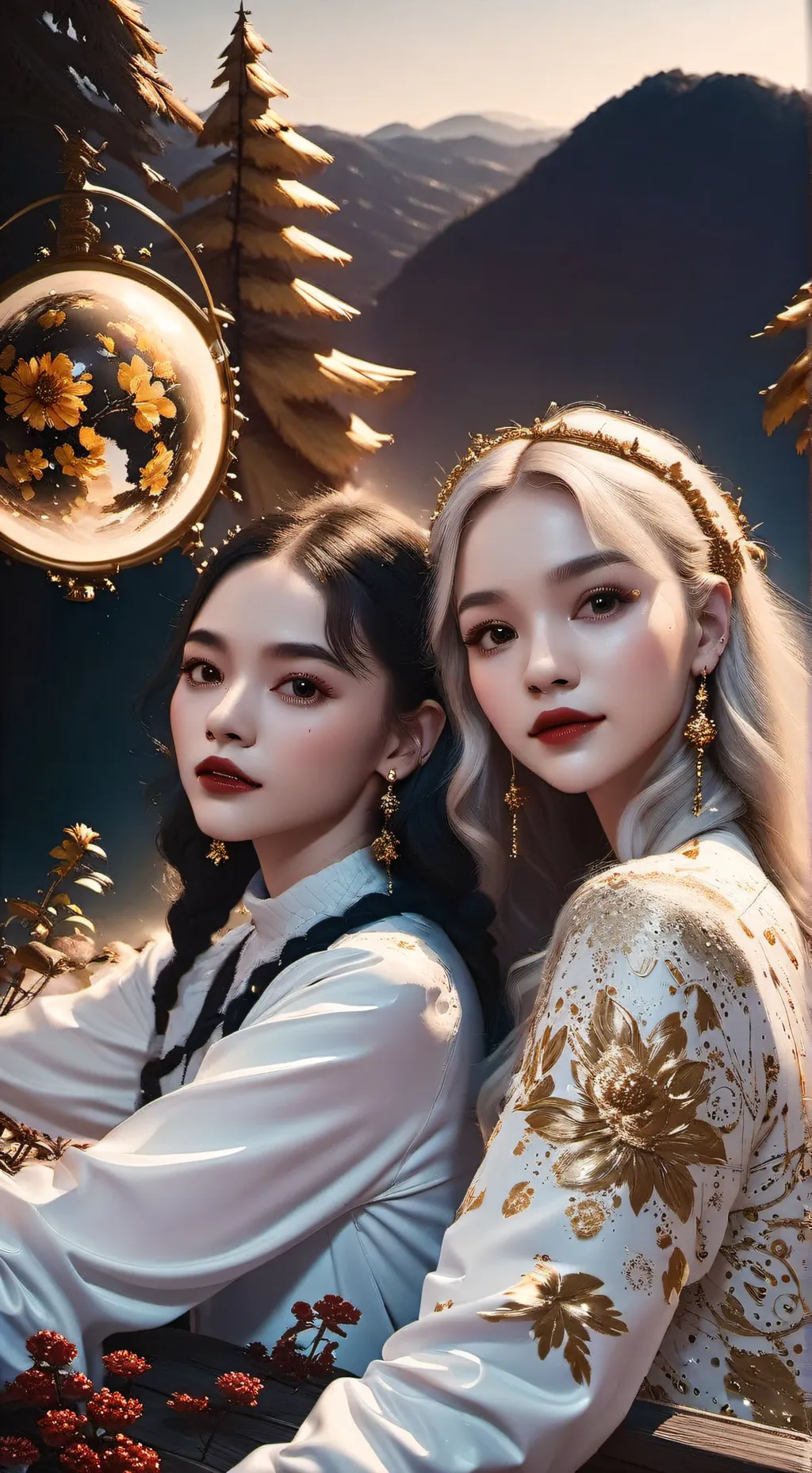 ai character: Liz & Emma  background