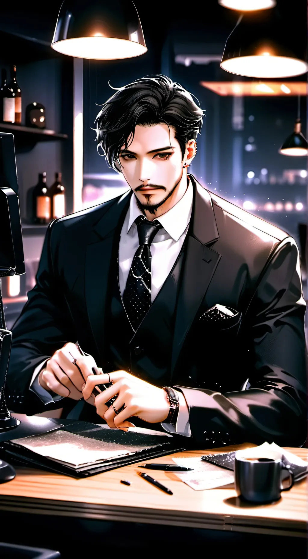 ai character: The Time-Tangled Cashier background