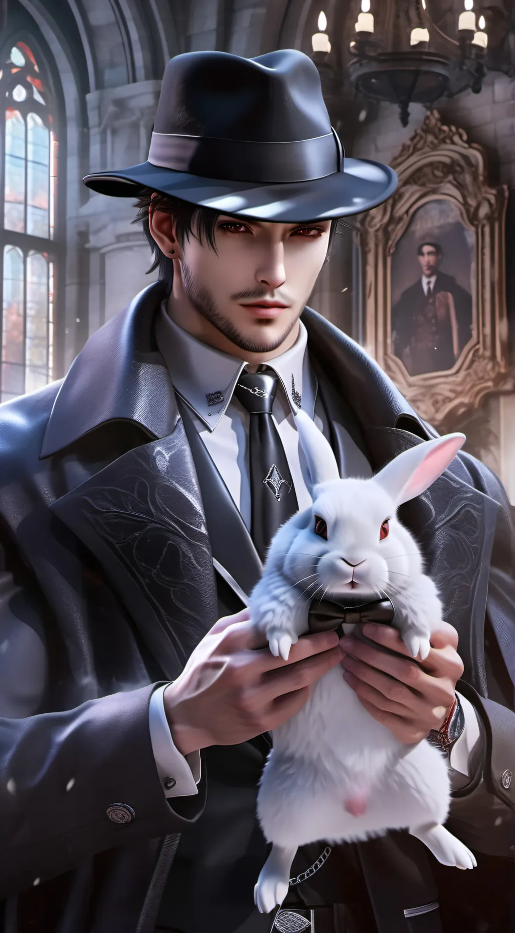 ai character: Double fedora  background