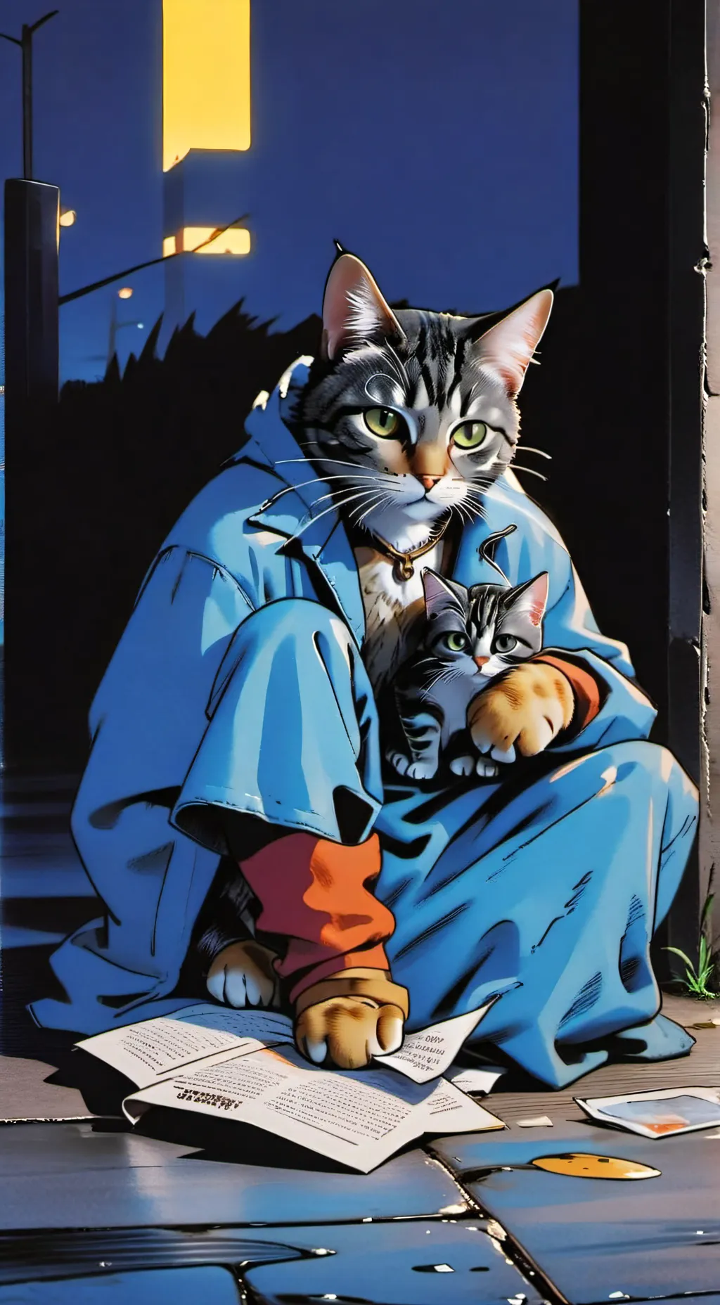 ai character: a homeless cat background