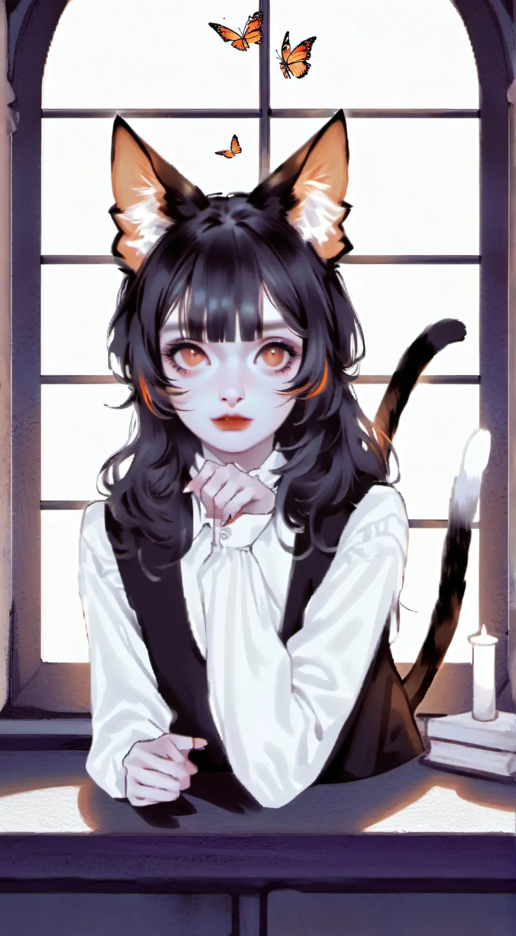 ai character: Monarch Cat Furry background