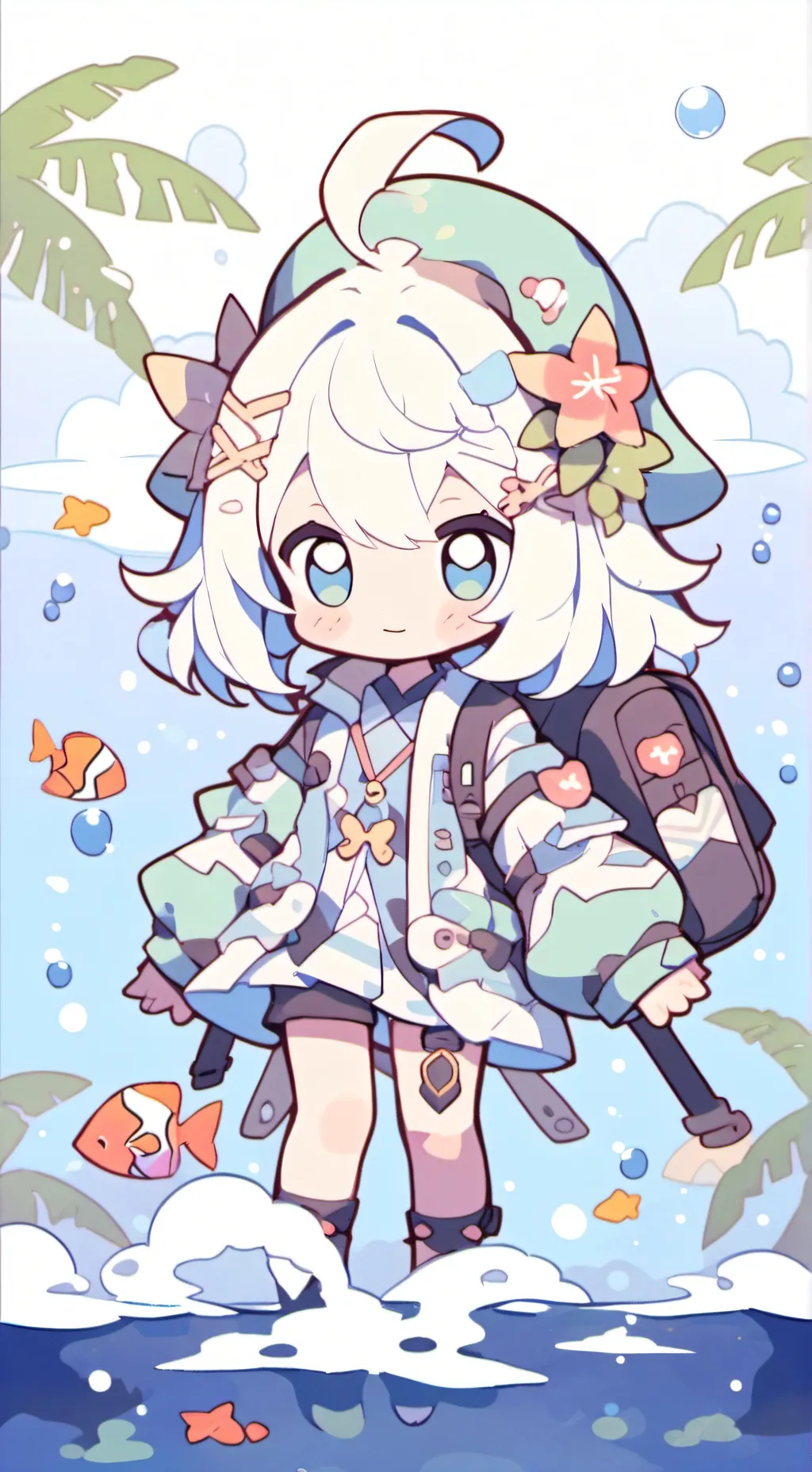 ai character: ocean waves  background