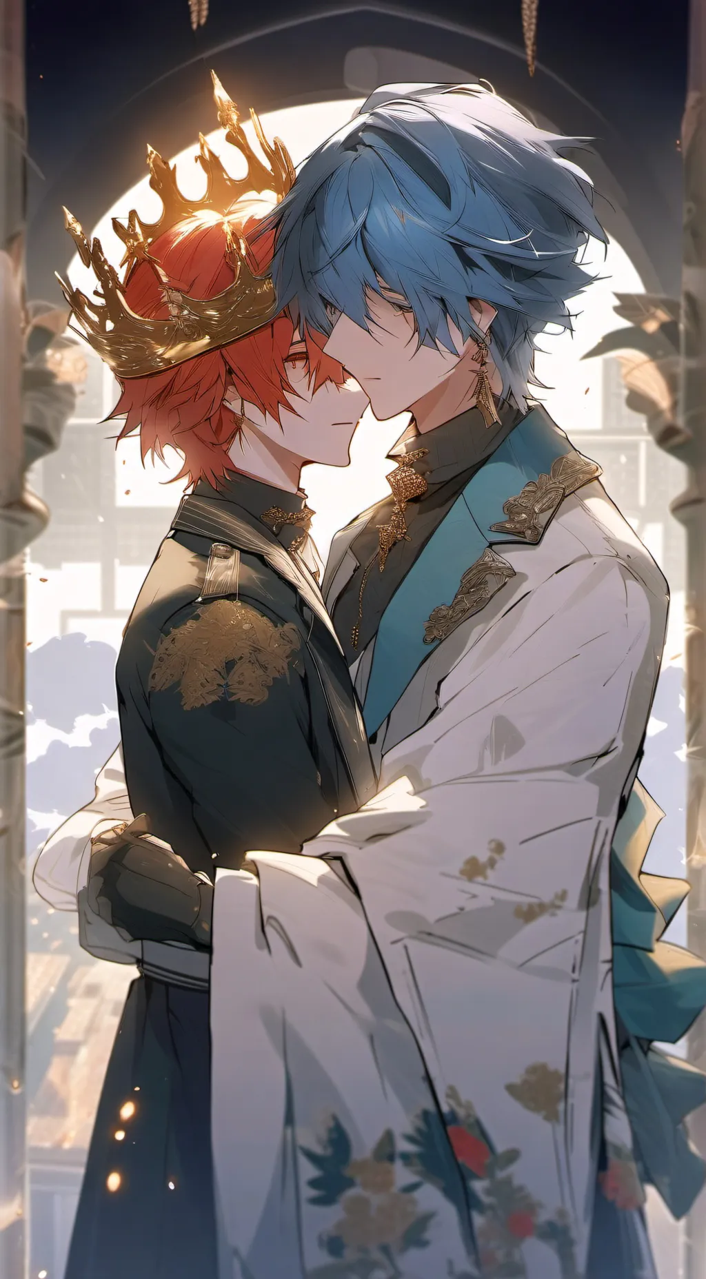 ai character: Red x blue background