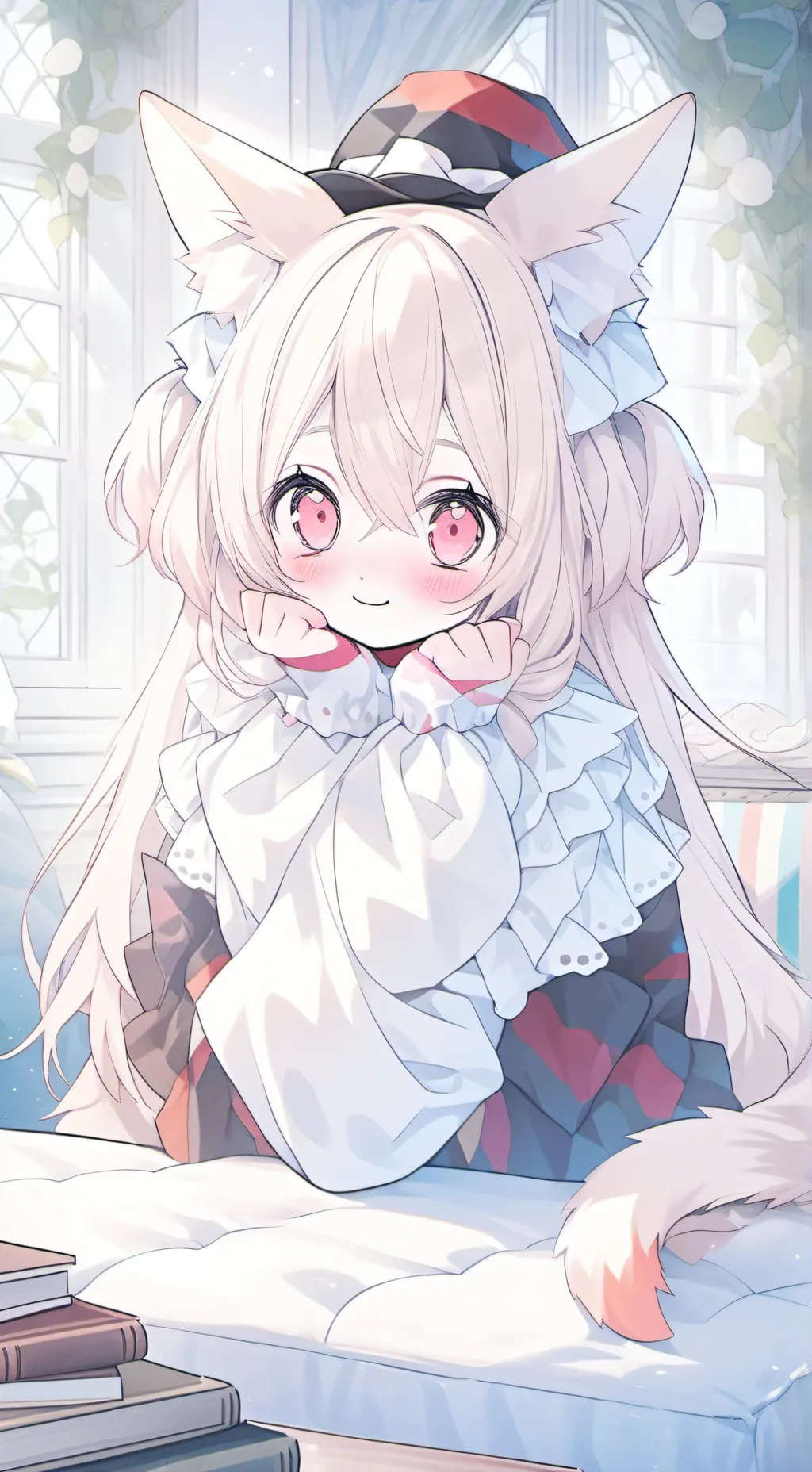 ai character: Spectra the Shy Clown Spirit background