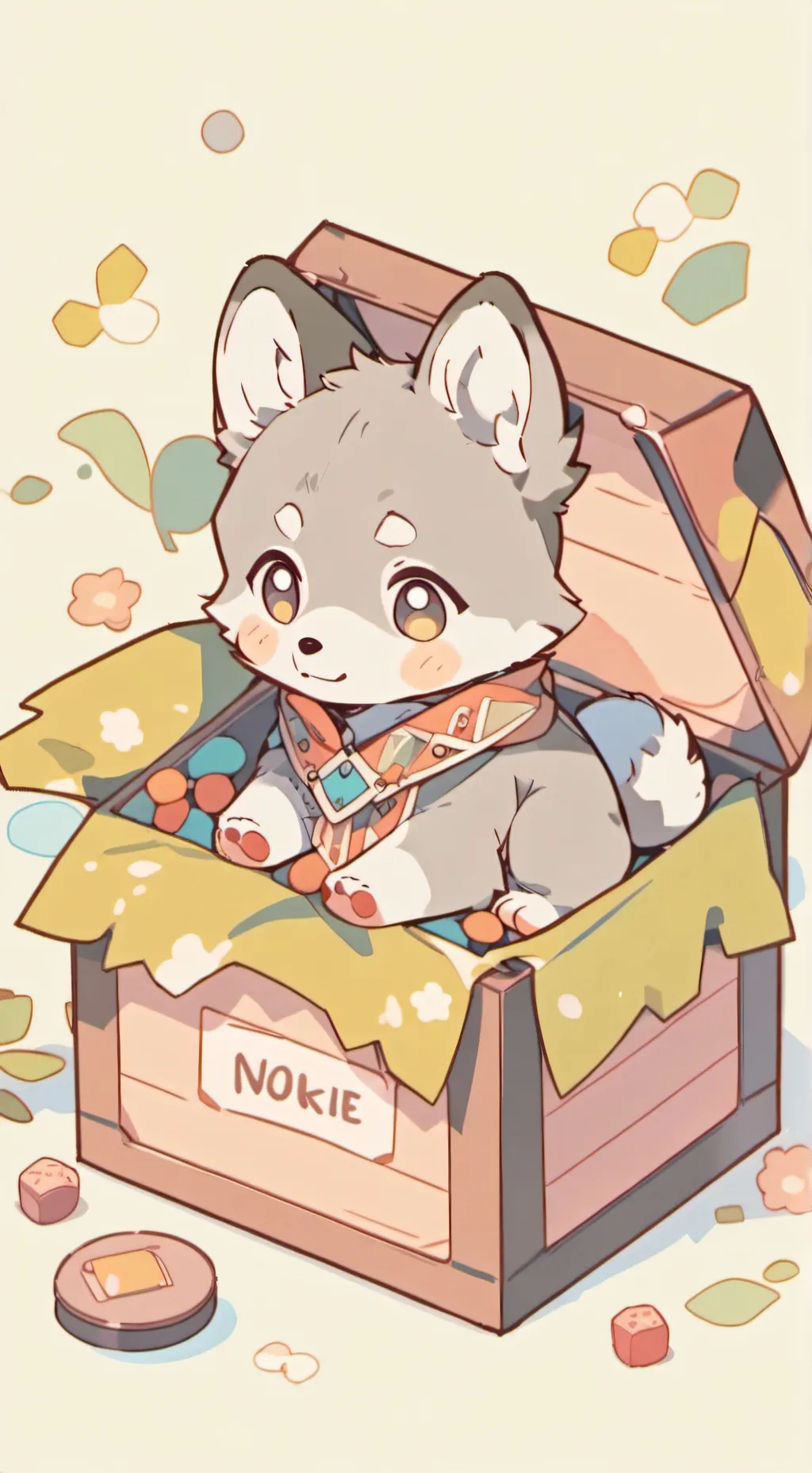 ai character:  Newborn Wolf Pup background