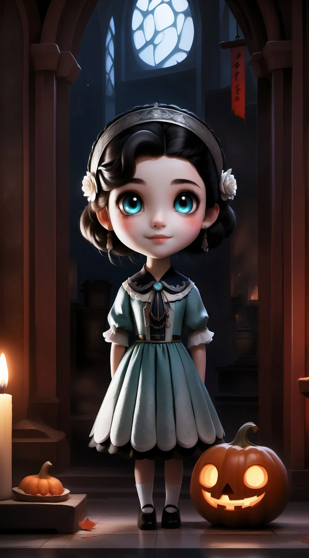 ai character: Wednesday. 🖤🖤 background