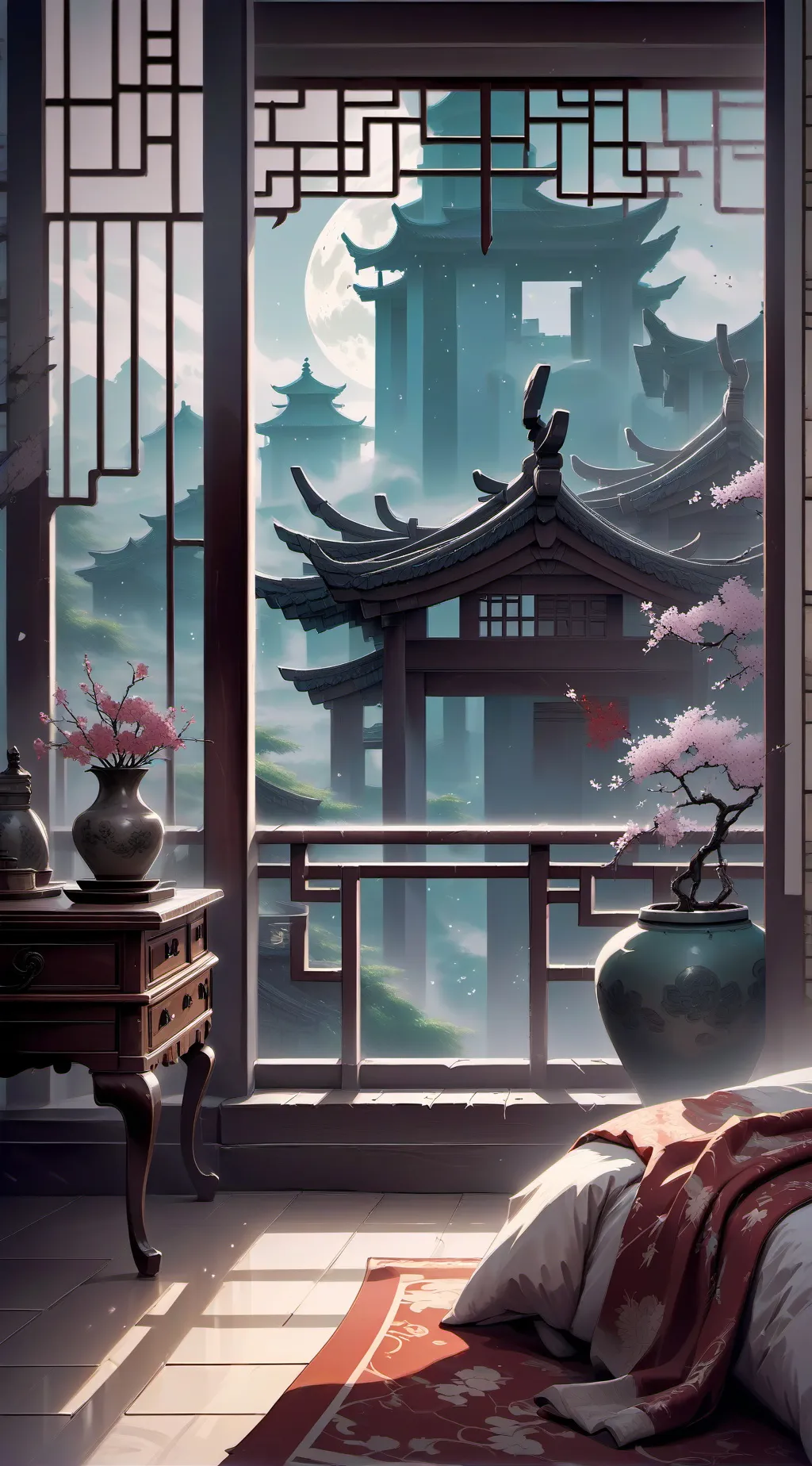 ai character: Anime sleepover background