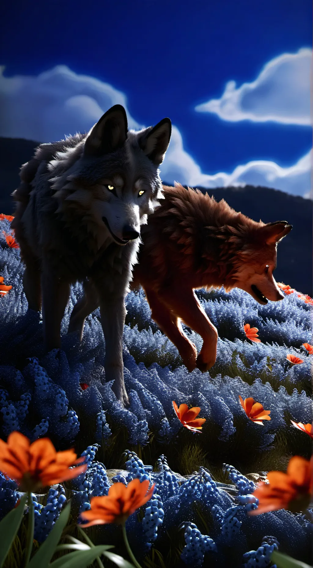 ai character: FPE wolves style background