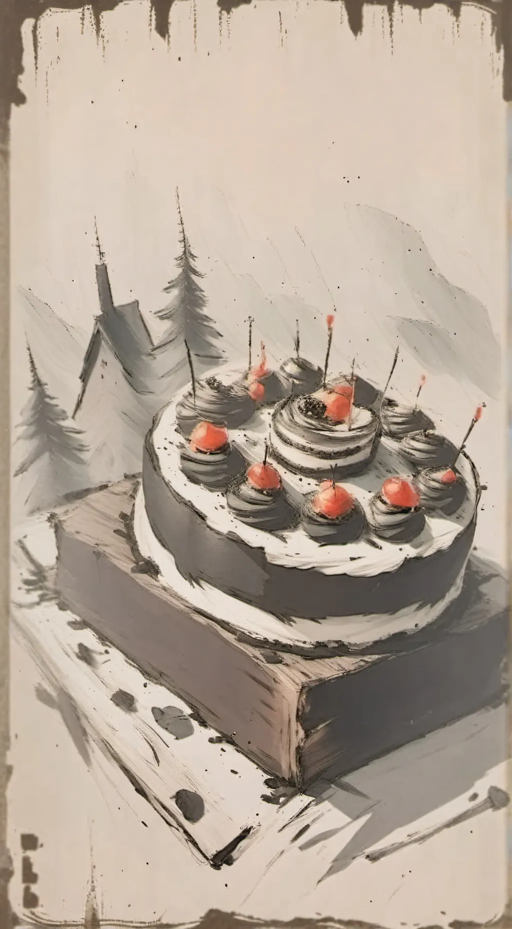 ai character: Fruit cake background