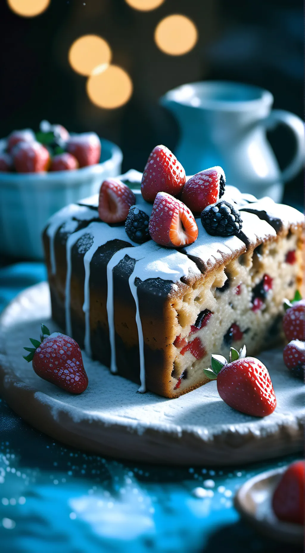 ai character: FRUITCAKE background