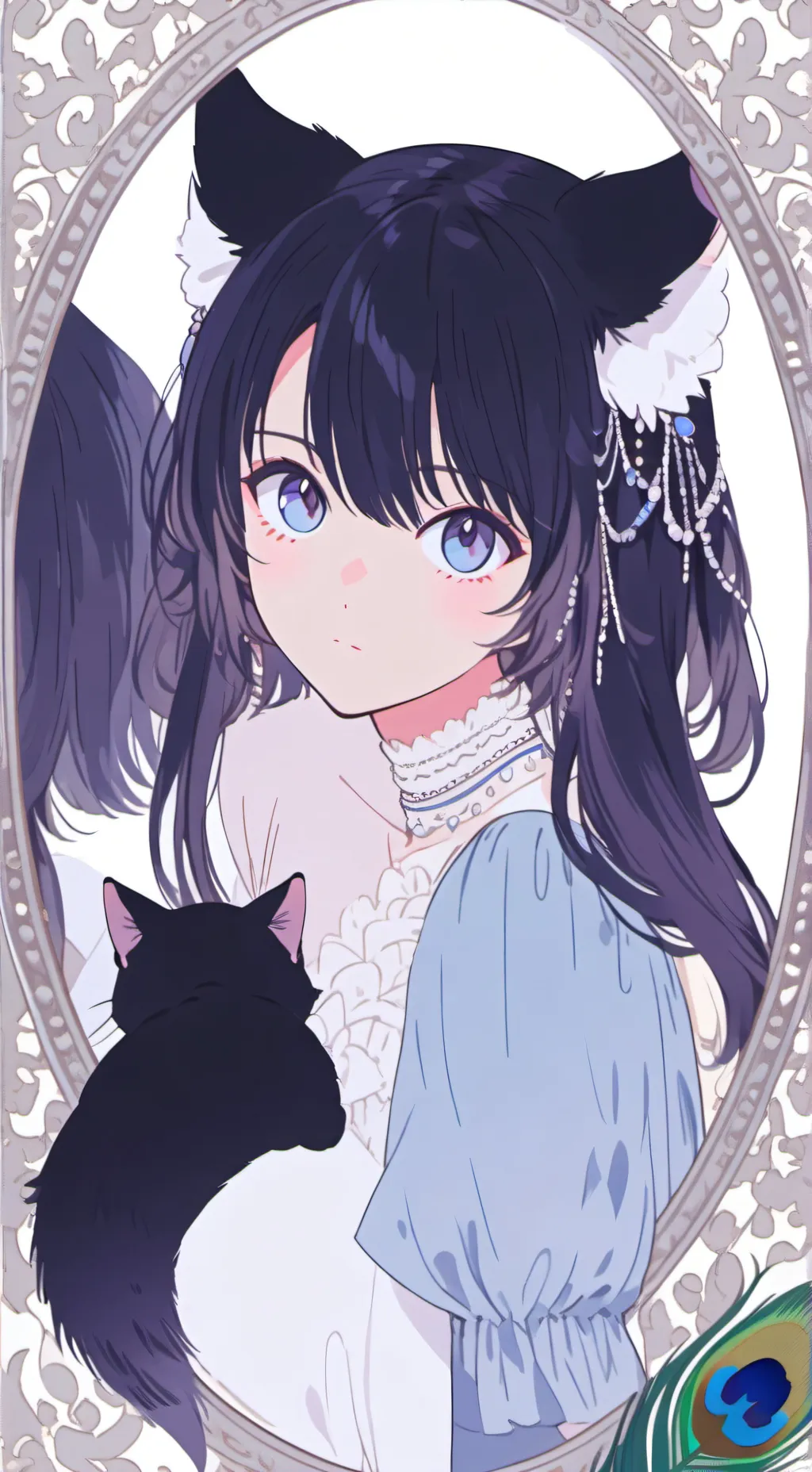 ai character: Blue Feather Furry background