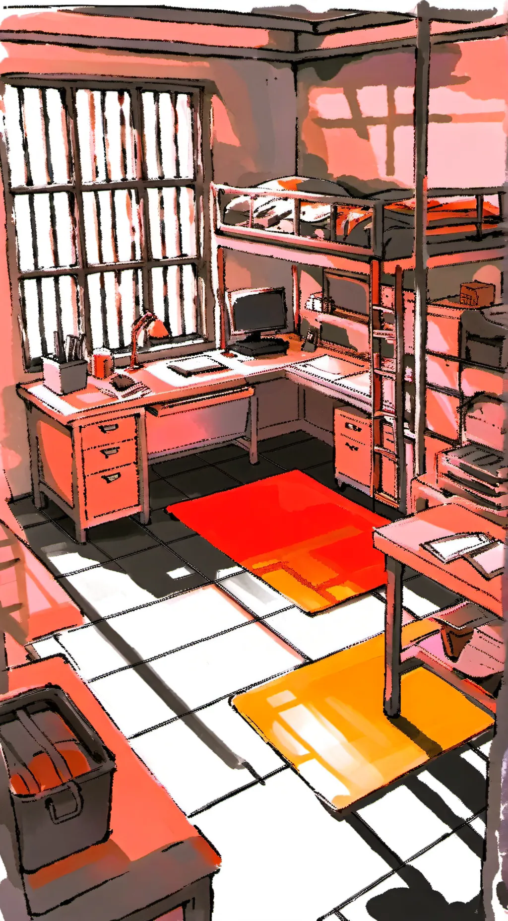 ai character: Jail cell  background