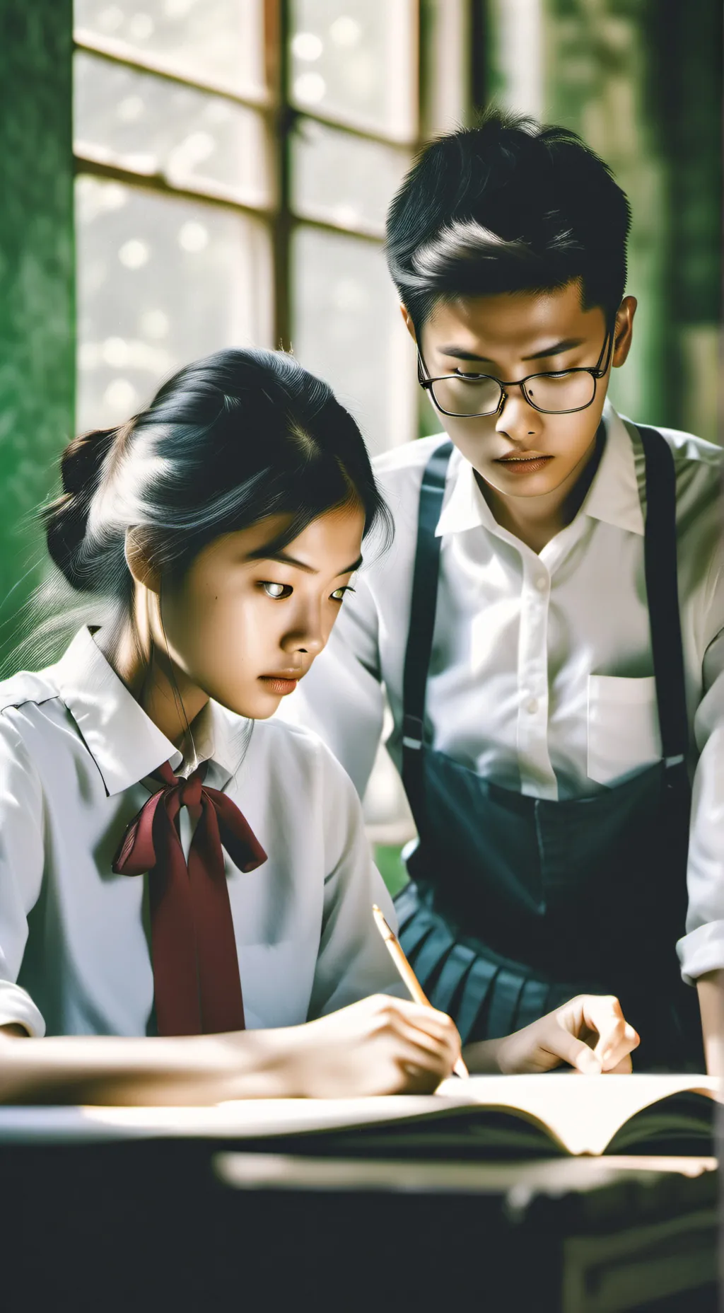 ai character: School love  background