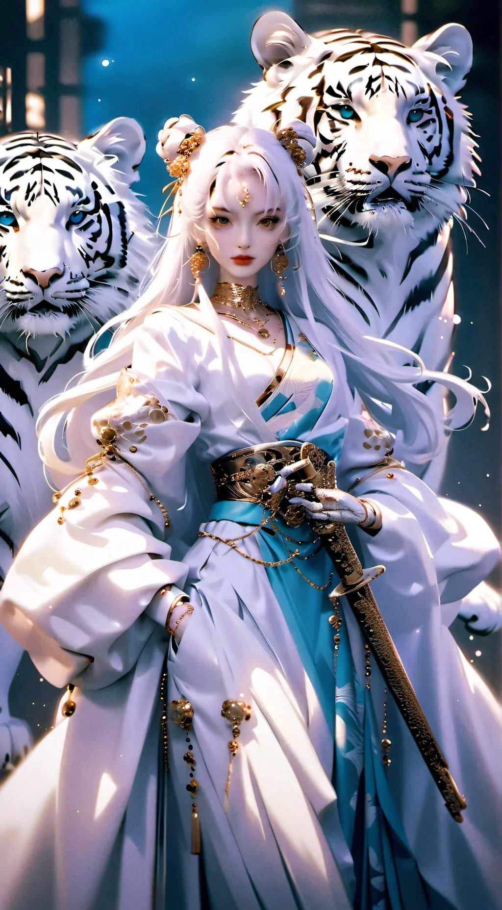ai character: White Tiger girl background